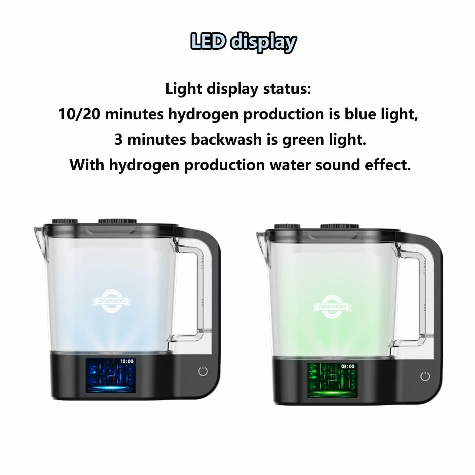 2L Generador De Agua Rica En Hidrógeno Molecular Con Pantalla Táctil LED Máquina De Ionizador De Agua De Hidrógeno Modo Dual Hacer Contenido De Hidrógeno Hasta 2000 Ppb Para El Hogar Oficina Usar