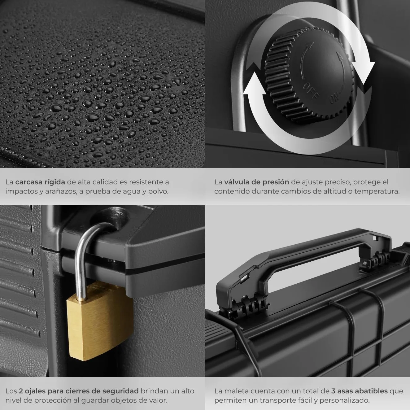 tectake® Caja de Armas largas, Maletin para Rifle, Armas, Carcasa Rígida, Airsoft Armas, Caza, Escopeta de Perdigones, Carabina, Francotirador - Negro