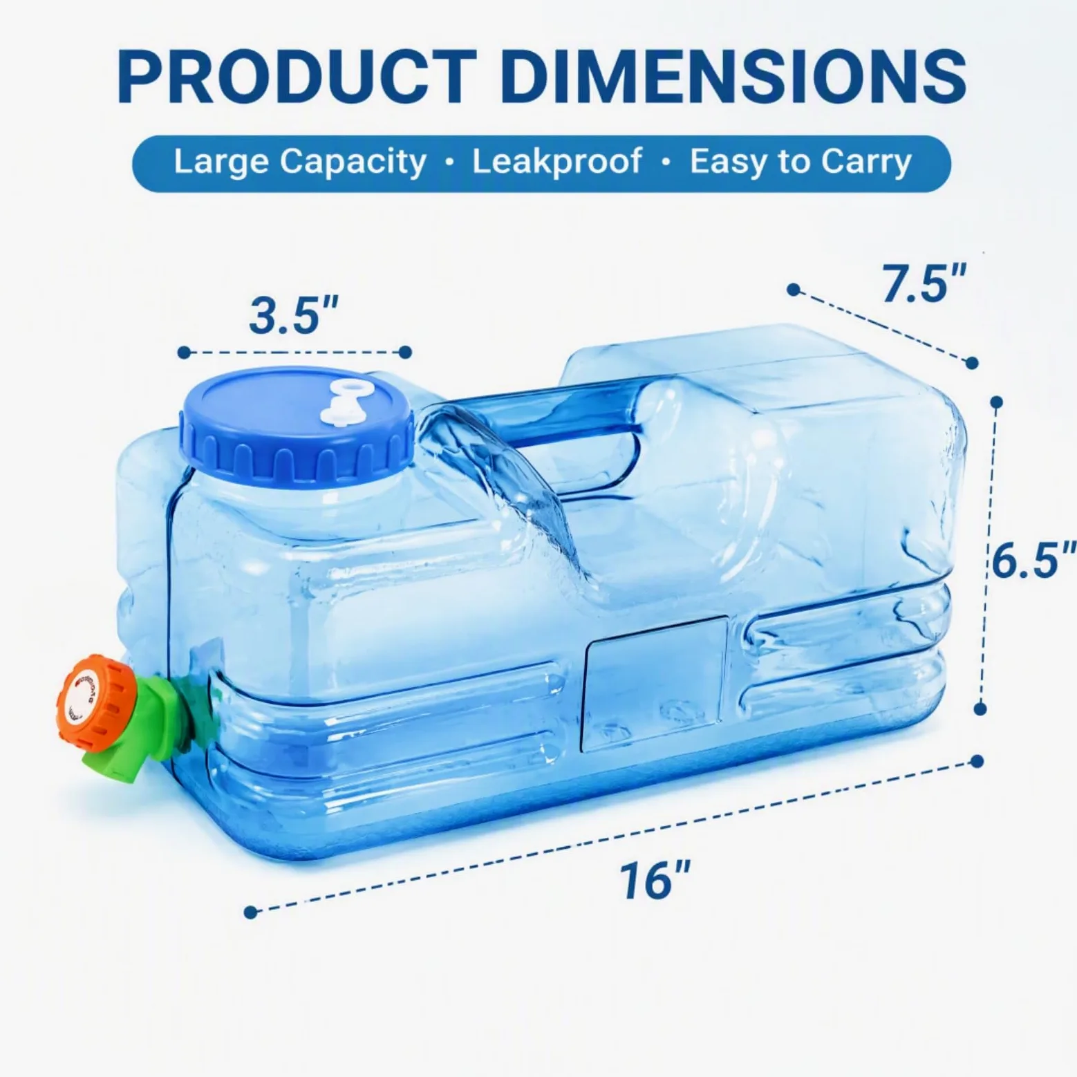Dicunoy Contenedor de agua para camping, jarra de agua portátil de 2.6 galones con espiga, dispensador de agua grueso con amplia apertura de relleno para senderismo, picnic, vehículo, al aire libre