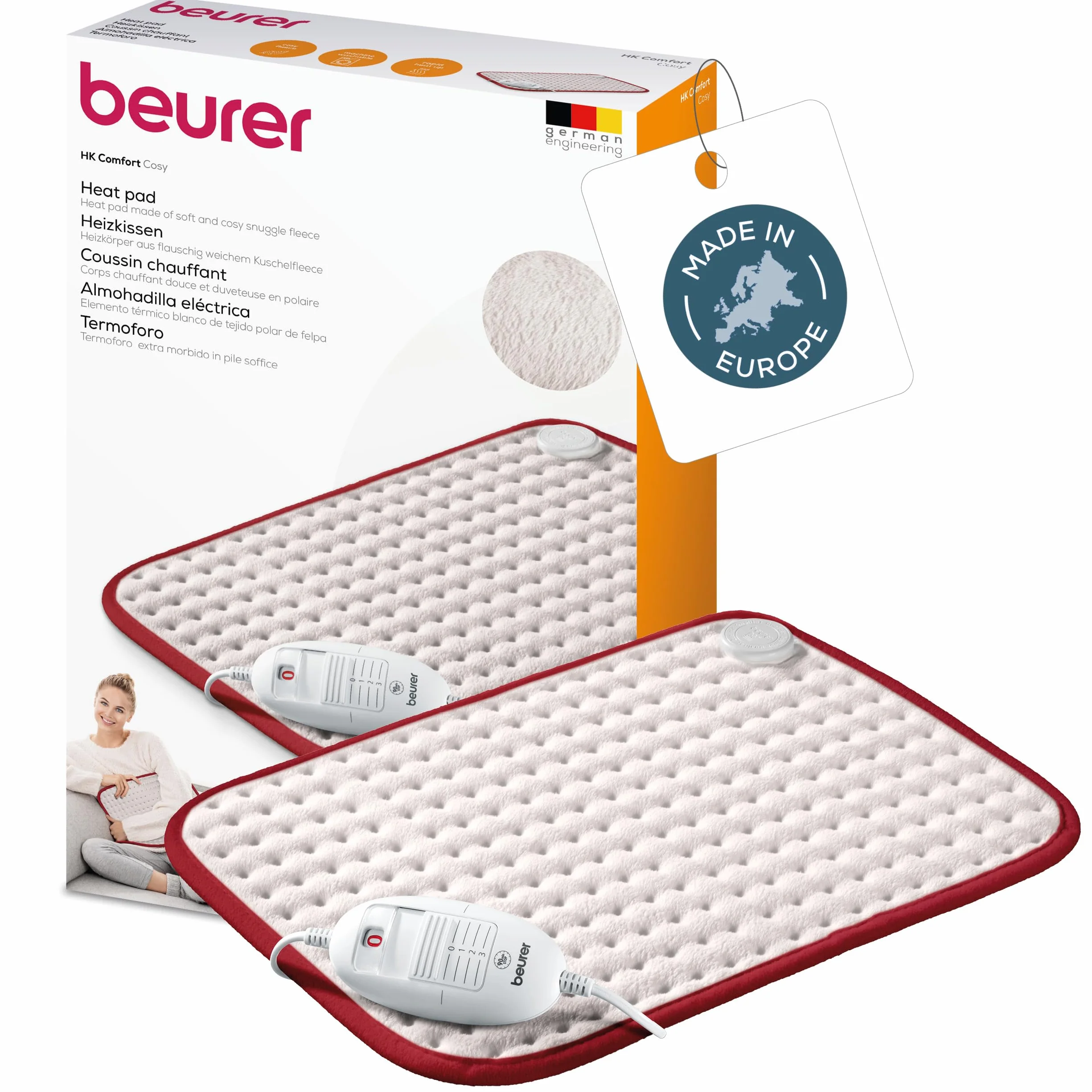 Beurer HK Comfort Almohadilla eléctrica esterilla térmica 44 x 33 cm 3 niveles apagado automático 90 min