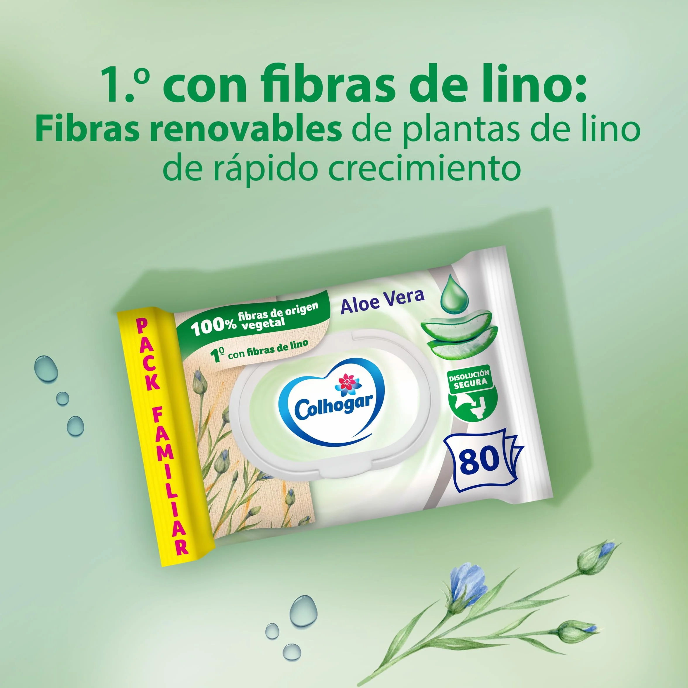 Colhogar Aloe 8x80 Papel Higiénico Húmedo Desechable con Extracto de Aloe Vera Sin Alcohol 640 Toallitas