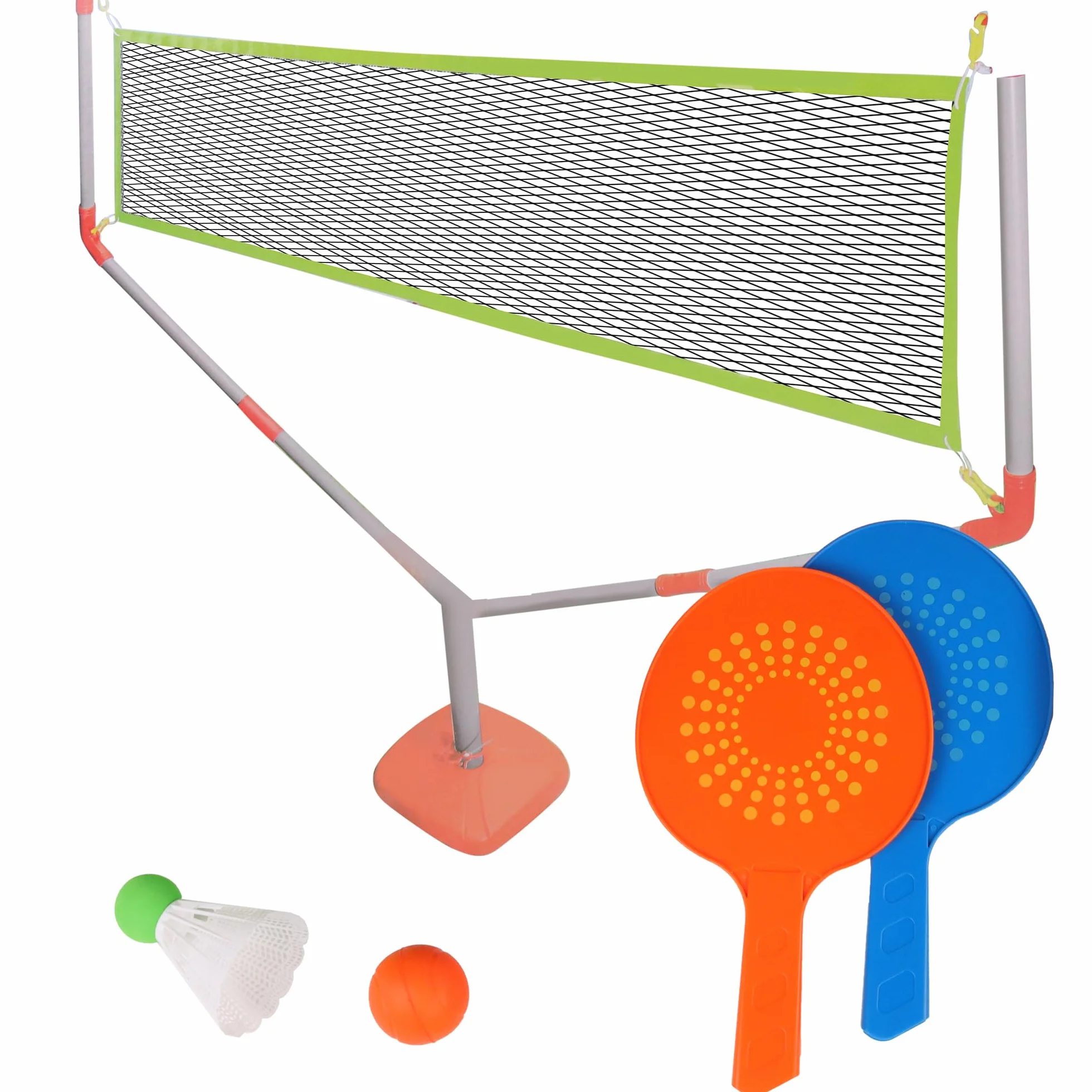 Juego de Raquetas 2 en 1 de Bádminton y Tenis al Aire Libre Multicolor 144 cm x 118 cm para Niños
