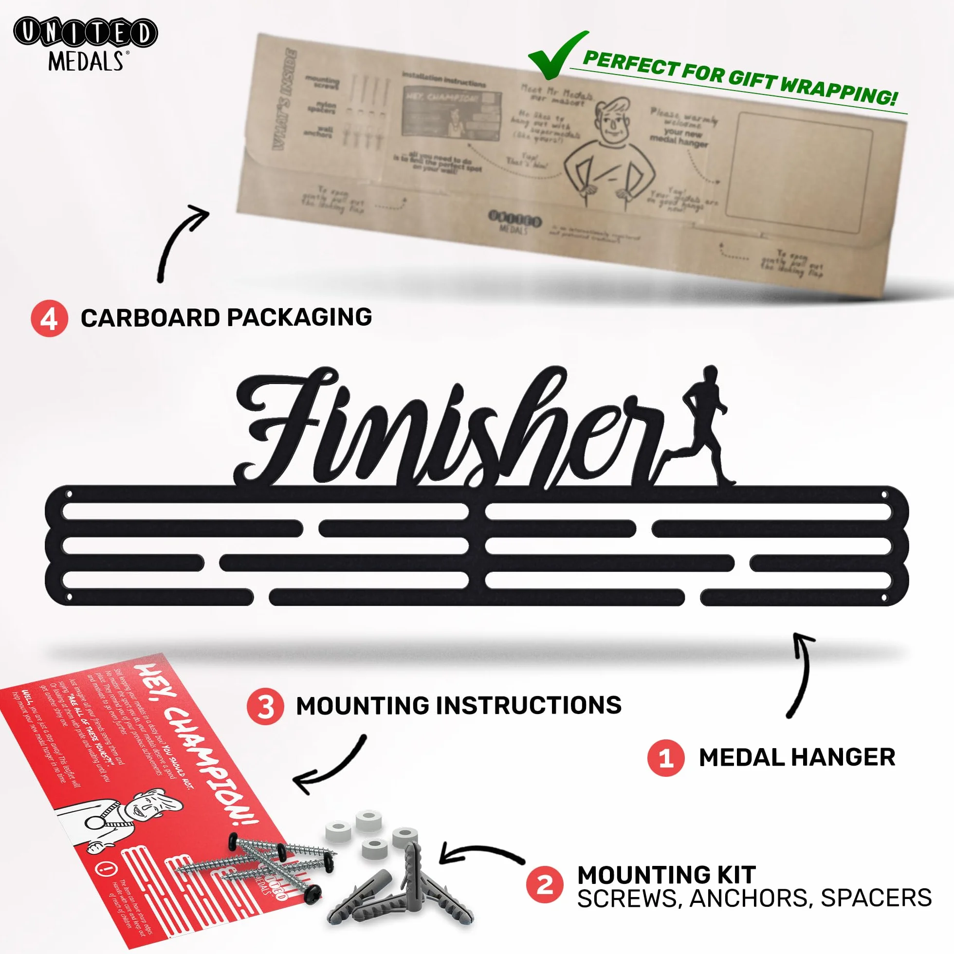 Finisher Colgador de medallas | Medallero Acero | Medal Holder dispaly Hanger | Medalla Percha
