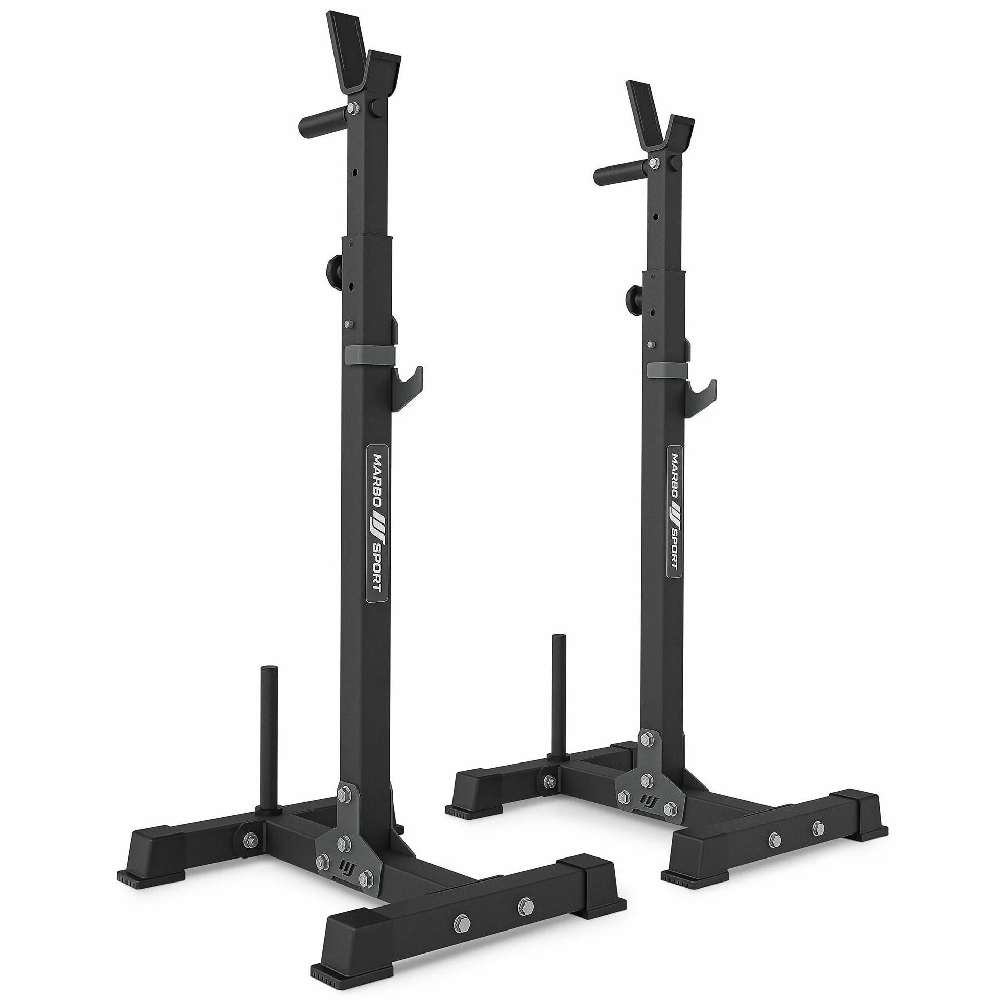 Marbo Sport Juego MS30_2.0 | Banco de entrenamiento ajustable de doble cara + portabanceros multinivel + caballetes ajustables + barras reforzadas y pesos 83/113 kg de su elección | Made in EU