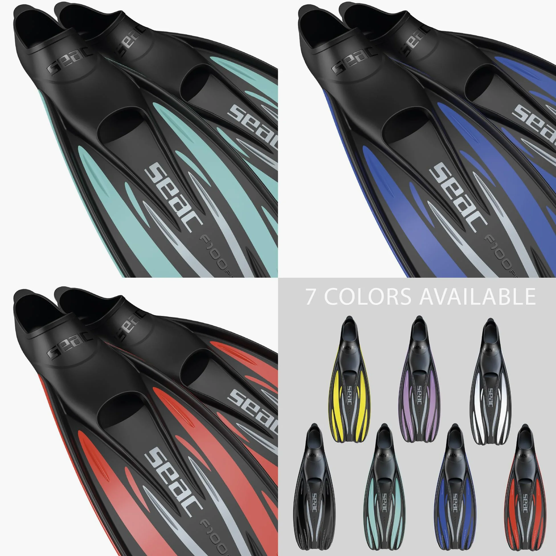 SEAC F100 Pro Aletas Ligero de Zapata Cerrada para Buceo y Snorkel, Unisex Adulto
