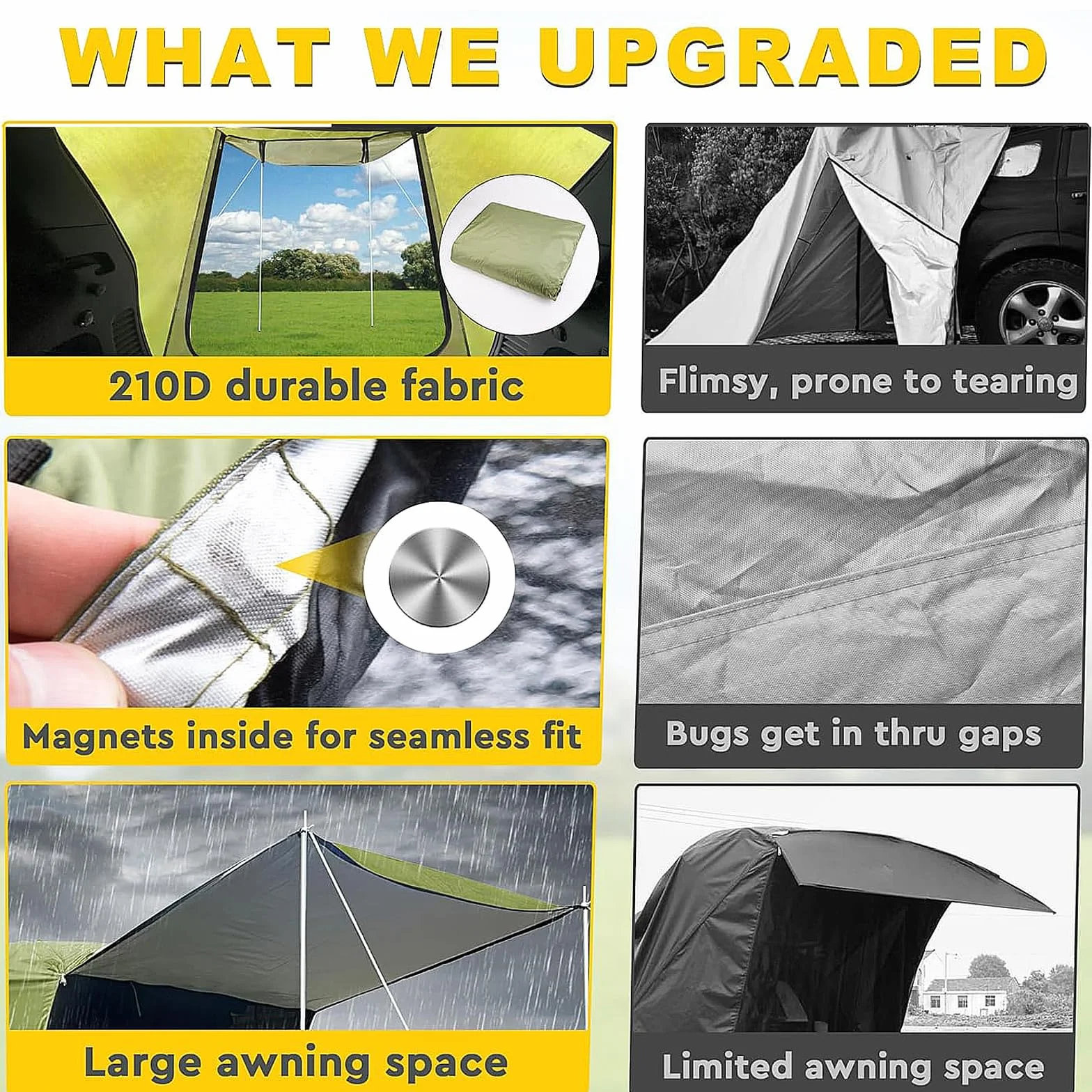 Tienda de campaña Trasera para Coche con mosquitera, Toldo Impermeable para Camping, para SUV, toldo para Camping y Aventuras al Aire