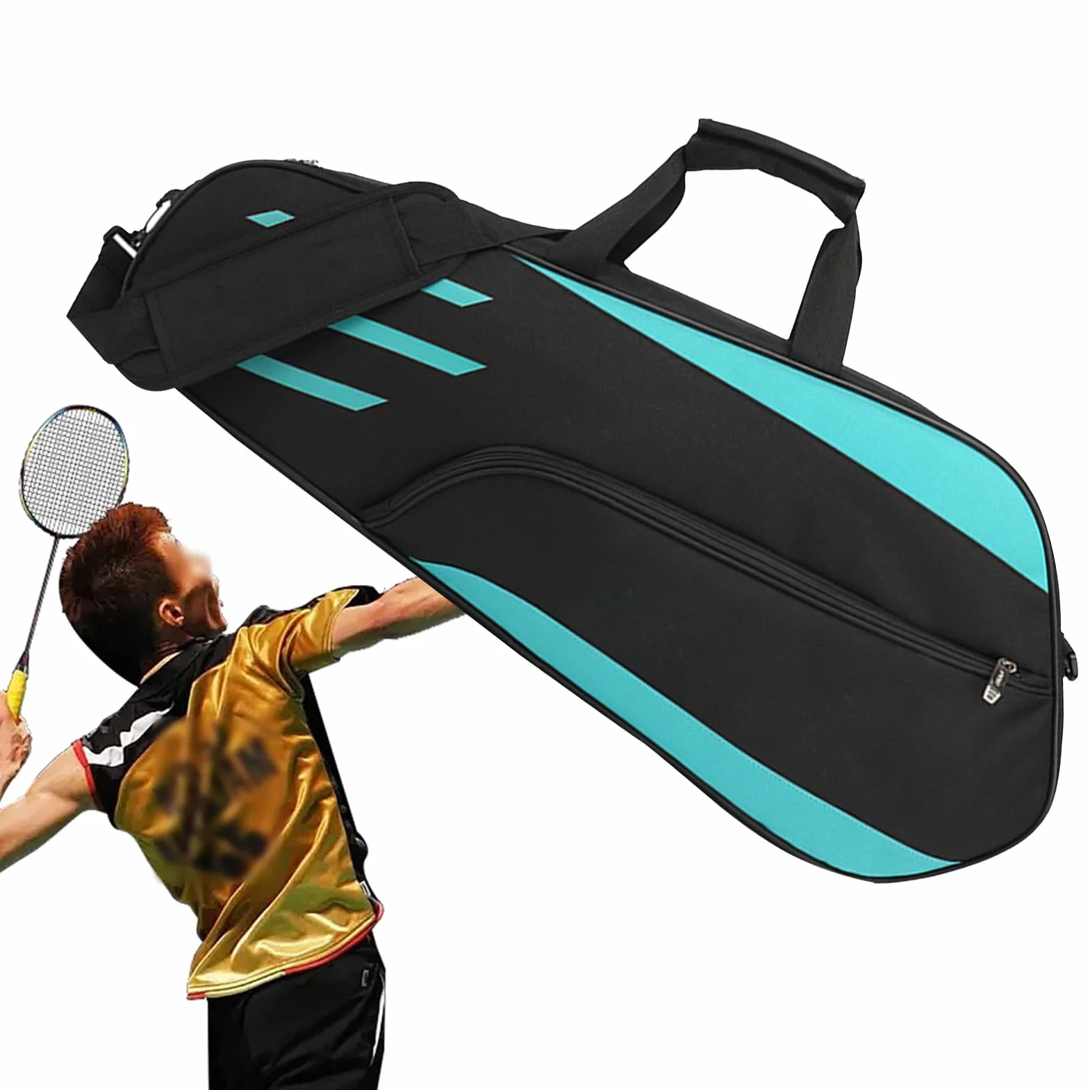 Bolsa Raqueta De Badminton 3 Case Deportiva Cubierta Hombro Protectora Grande Portavasos Resistente Agua Organizador Tenis Portátil Viaje