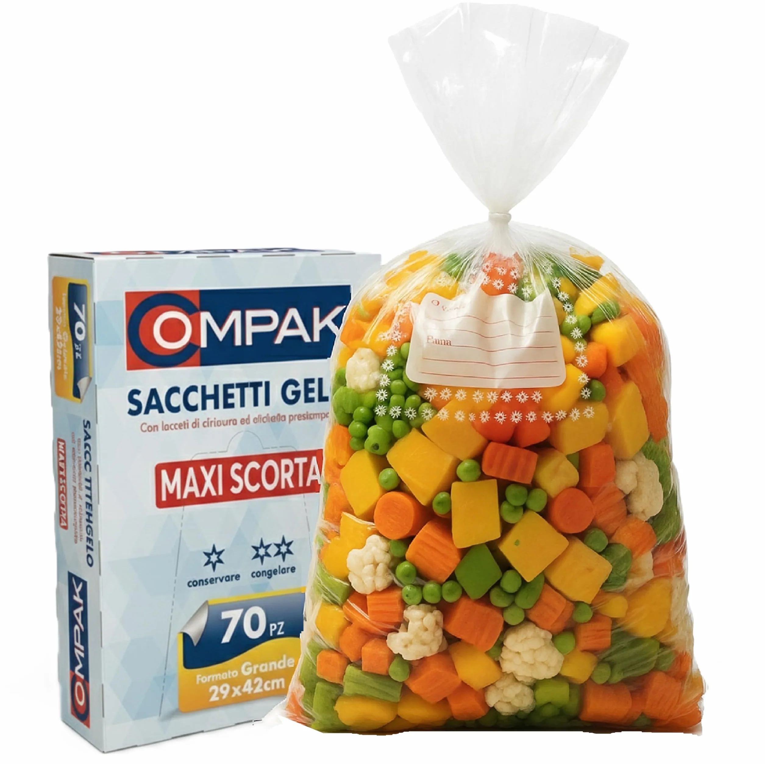 FRIO 70 bolsas de congelación grandes 29x42 cm Pack ahorro con cierre