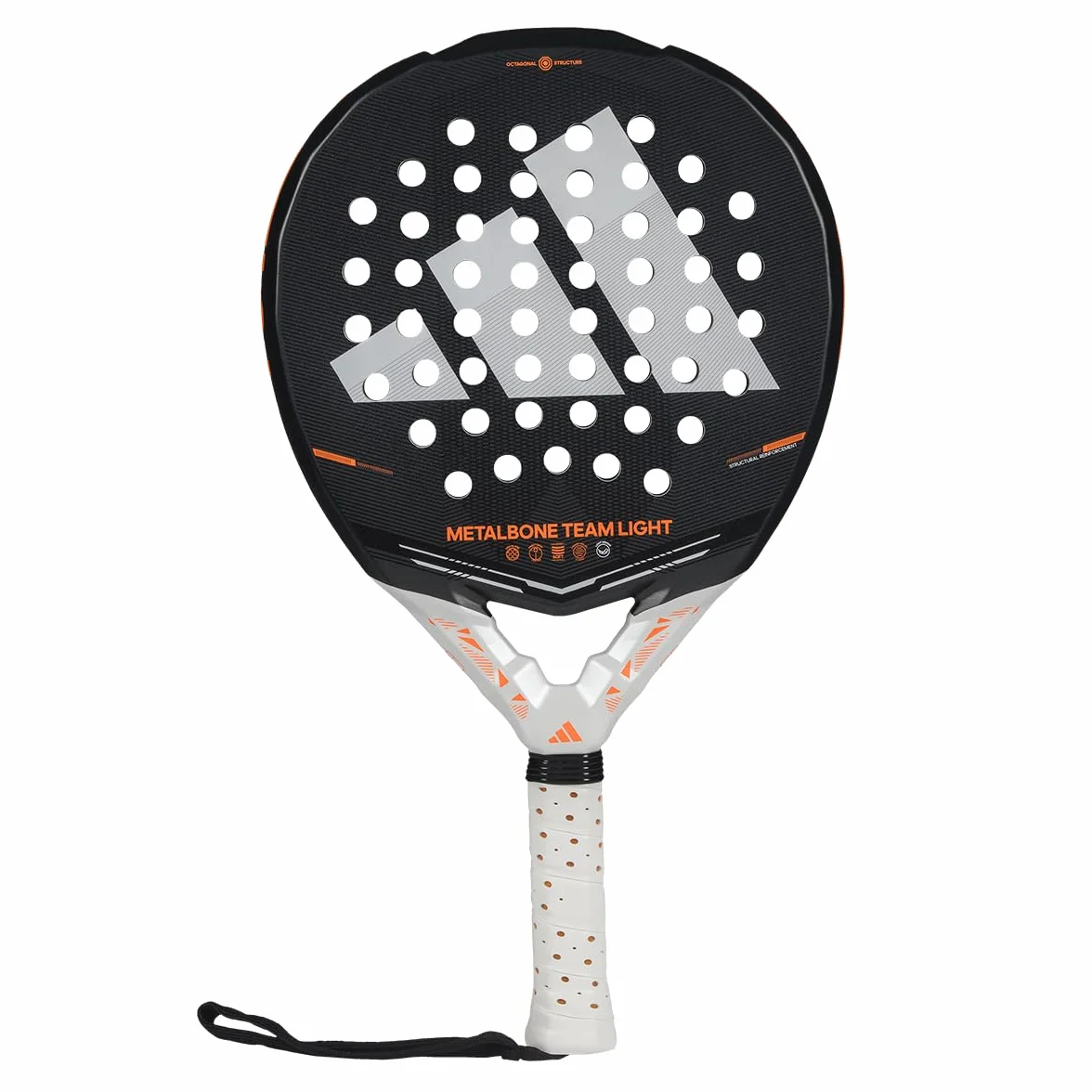 Pala de pádel adidas Metalbone Team Light 2026,Negra, Forma Redonda,Goma eva Soft Performance,Fibra de Vidrio