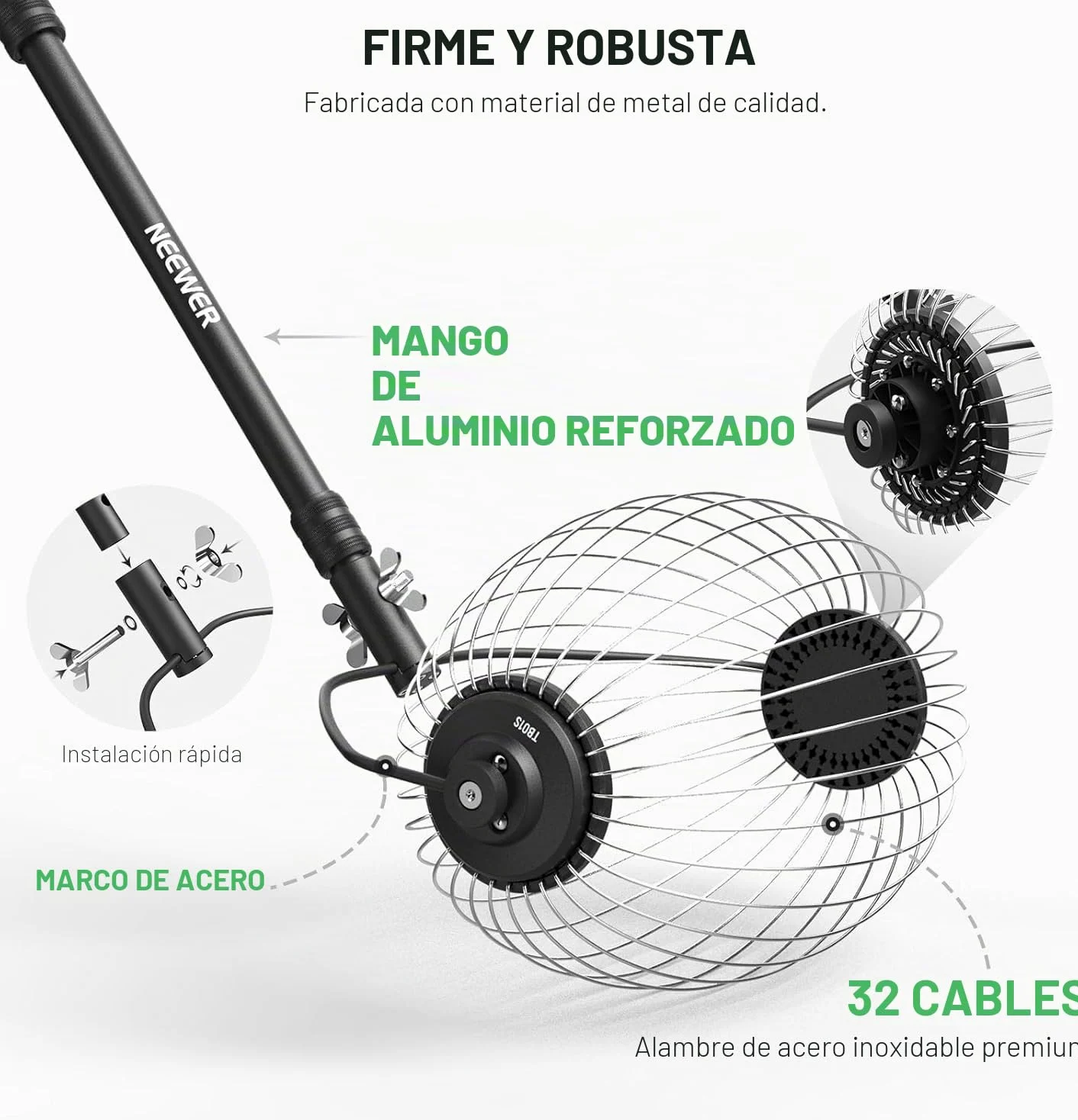NEEWER Recolector Pelotas Tenis, R30-58/77-148cm 30-58"/77-148cm Telescopic Rolling Ball Retriever Picker Upper Hopper Roller Basket Holder para 40 Pelotas Tenis, Accesorios & Entrenamiento, TB01S