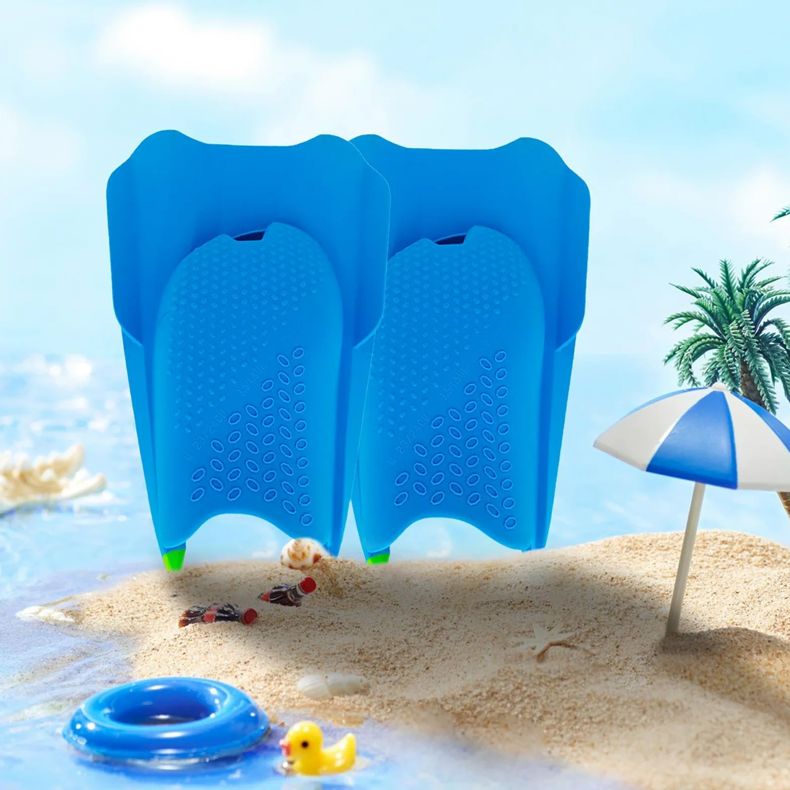 Aletas para Natación - Tacón Abierto Silicona Almohadillas cortas | Hilos Flotantes Corto - Para Hombres Y Mujeres Principiantes Adecuado Para Piscina Mar Buceo Snorkel Y Natación