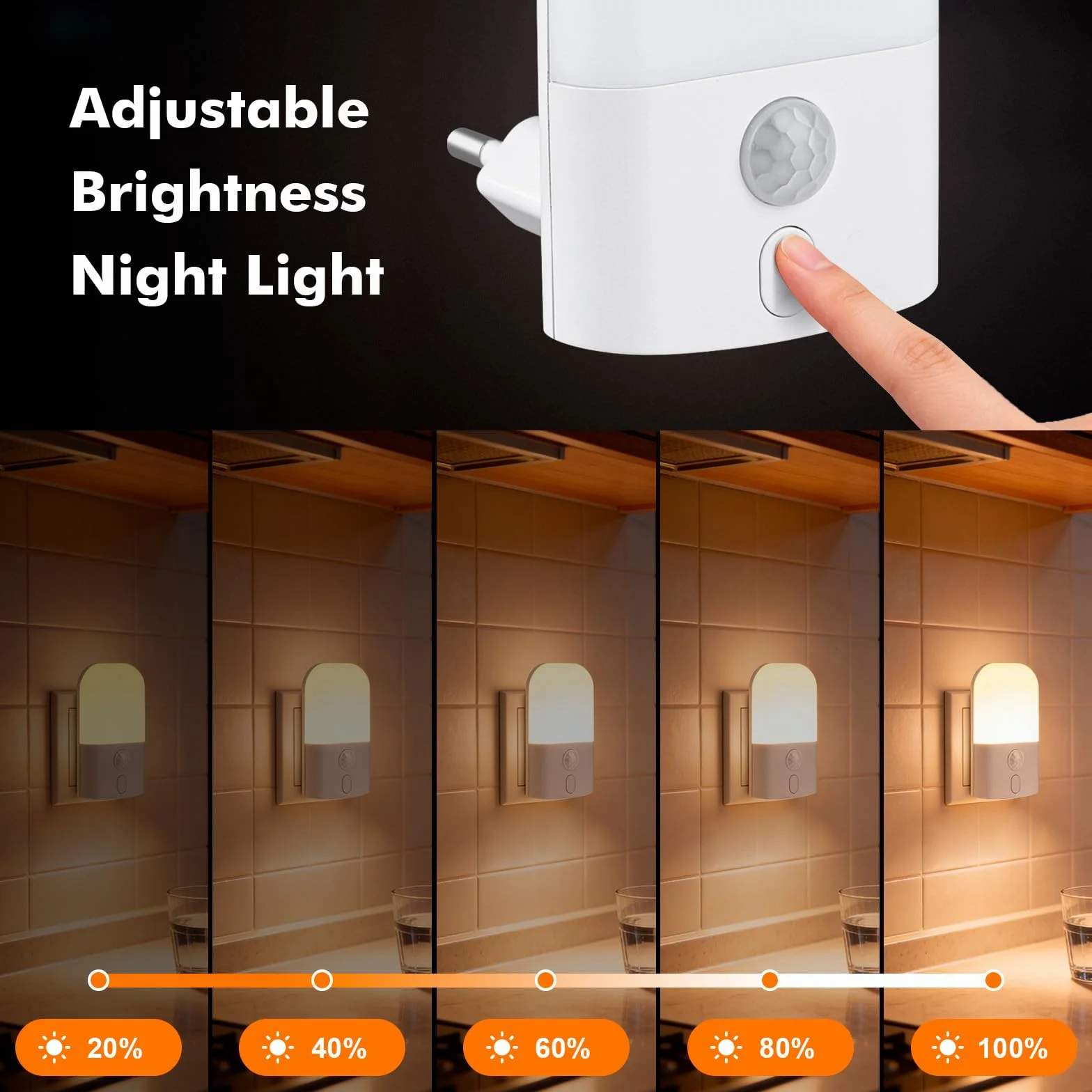 GRIFEMA GD103-1 Luz Nocturna Infantil 5 Niveles Brillo Ajustables Sensor Movimiento 2700K Blanco Cálido