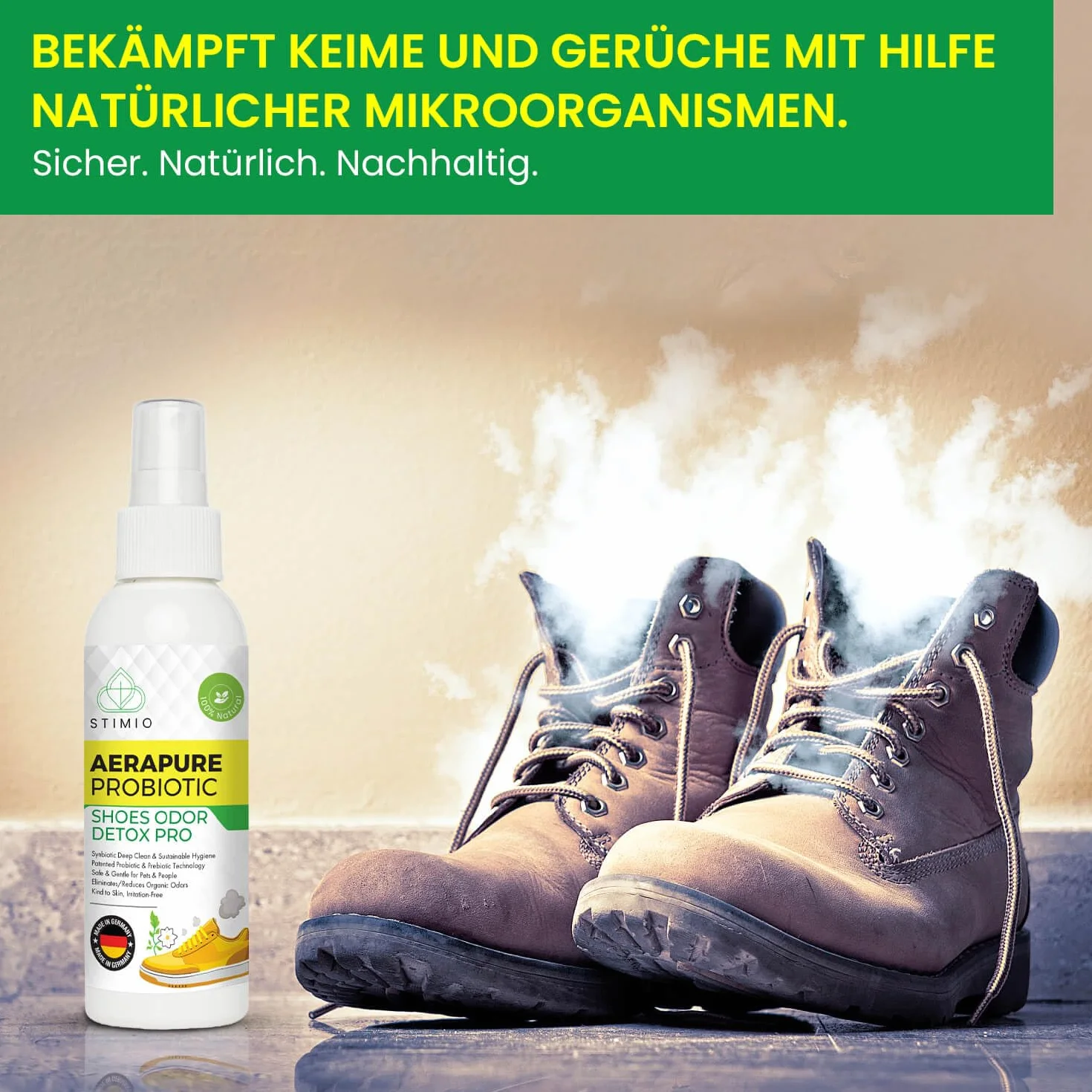 Antiodor Set Antiolor para Zapatos 8x Bolsas Carbón Activo Spray Probiótico 100ml