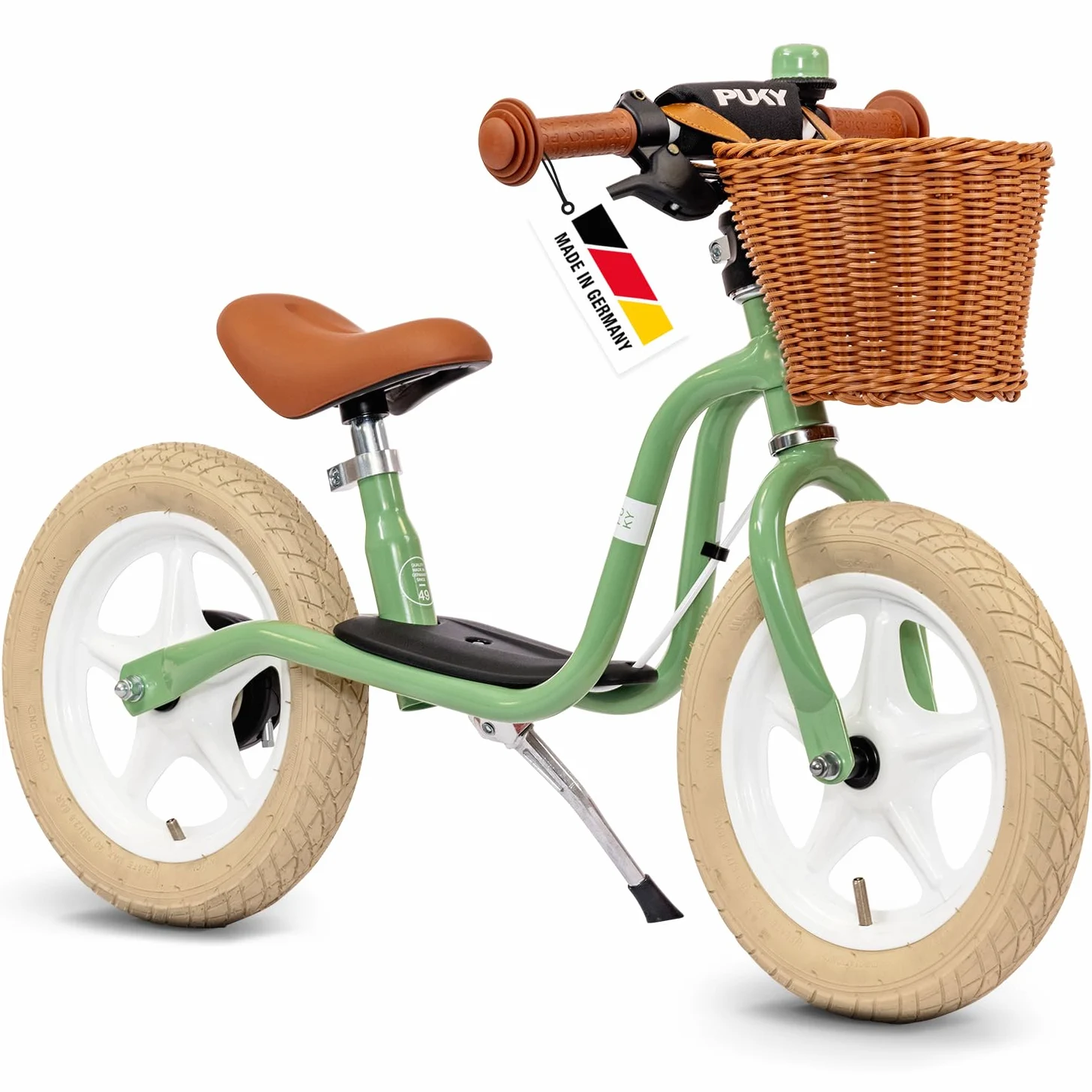 PUKY LR L Classic Retro Green | Bicicleta de aprendizaje 2 1/2 años | Bicicleta infantil con freno | Balance Bike | Asiento ergonómico, asas de seguridad y acolchado para manillar | Sillín y manillar