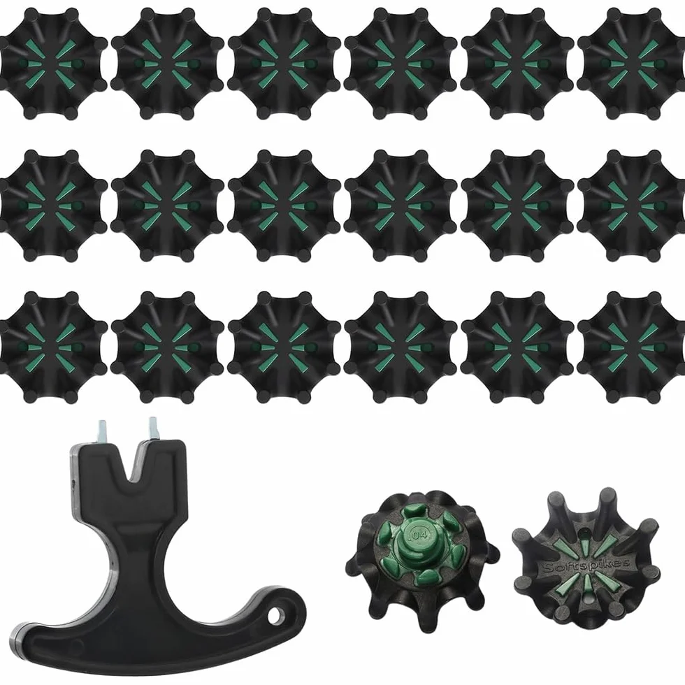 20 tacos de repuesto para zapatos de golf de giro rápido con llave, tacos de golf compatibles con Fast Lok Twist 3.0, tacos de goma suave antideslizantes para zapatos de golf FootJoy, negro y