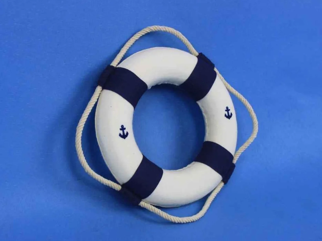 Hampton Nautical Hechos a Mano náutico decoración Antiguo Decorativo Colores Vida Anillo decoración, Azul, 6 Pulgadas