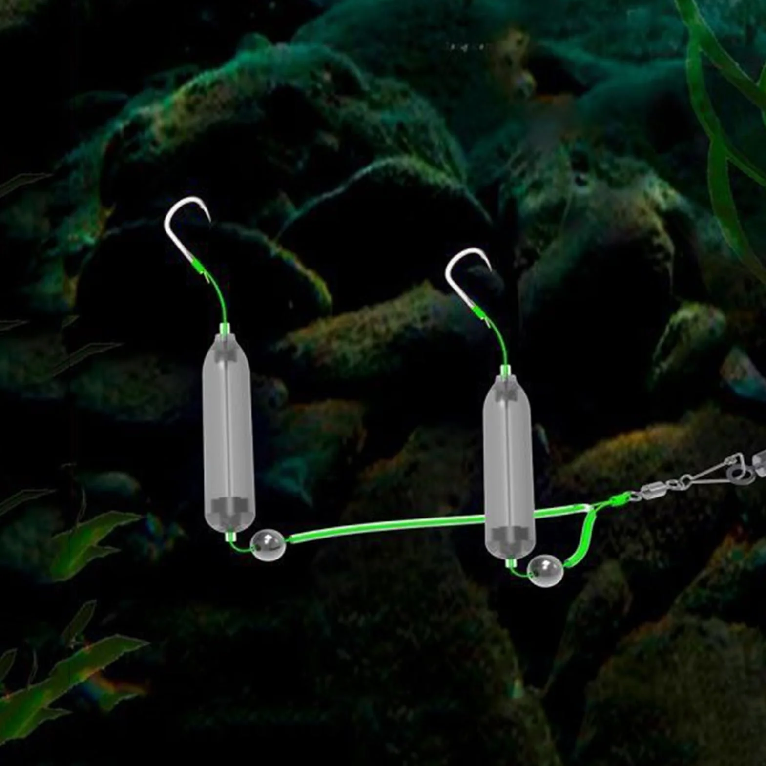Montajes de fondo para pesca en el mar,Montajes para perca en el mar y el río | Flotadores cebo doble anzuelo invertido anti-enganche para río Muelle Pesca Costera Perca