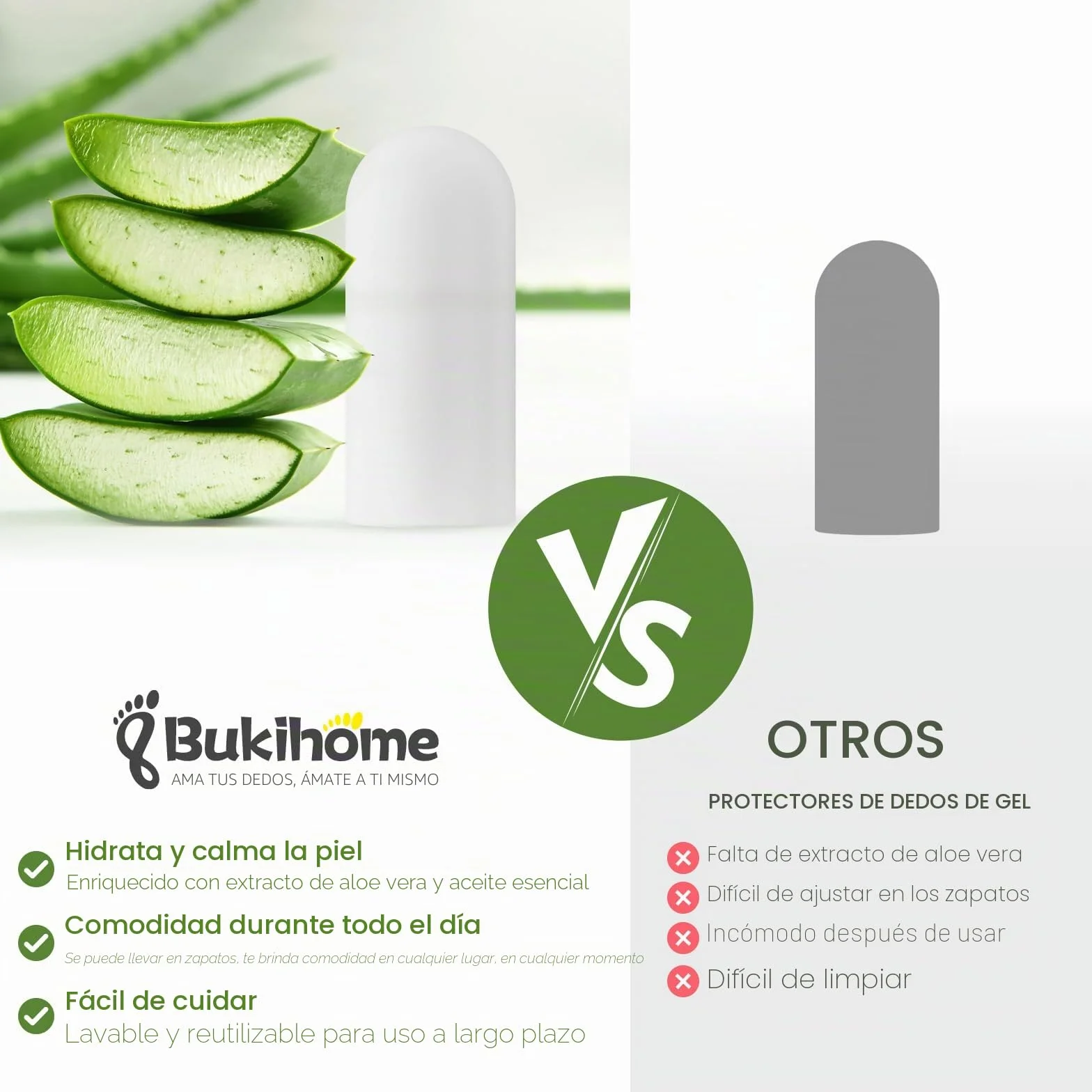 Bukihome Paquete 12 protectores gel aloe vera dedos callos ampollas uñas encarnadas alivio dolor