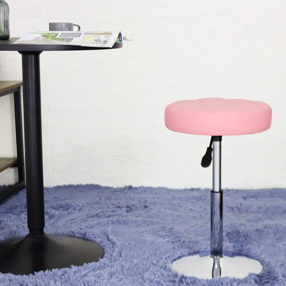 FURWOO Round Salon Massage Silla Giratorio de Trabajo para Barbería Beauty Salon (Rosa)