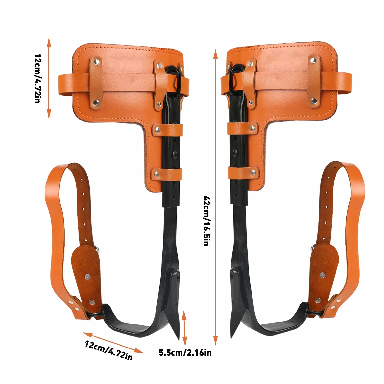 Equipo de escalada de árboles, crampones, altura ajustable y con correa de piel de vacuno, crampones de árbol, artefacto antideslizante para acampar en el bosque, recolección de frutas