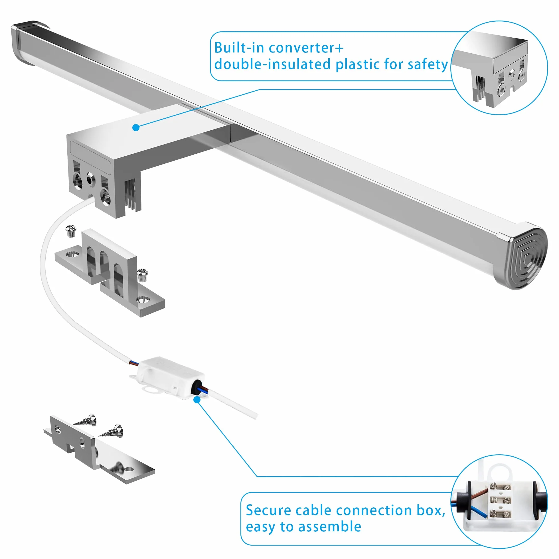 Aourow Lámpara de Espejo LED 40cm 10W 1200lm 4000K IP44 230V Clase II