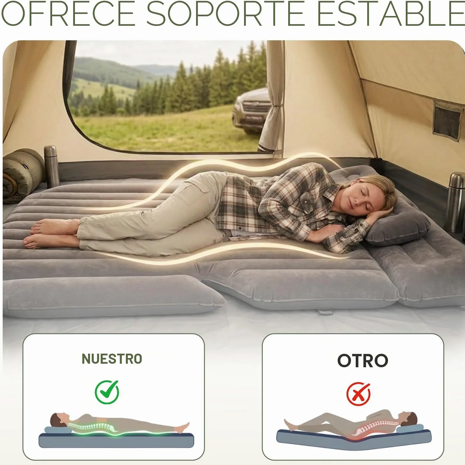 Sekey Colchón de aire para coche con bomba de aire de 12 V para viajes por carretera, SUV, colchón hinchable para 2-3 personas, infla en cualquier momento y relajarse inmediatamente, colchón hinchable