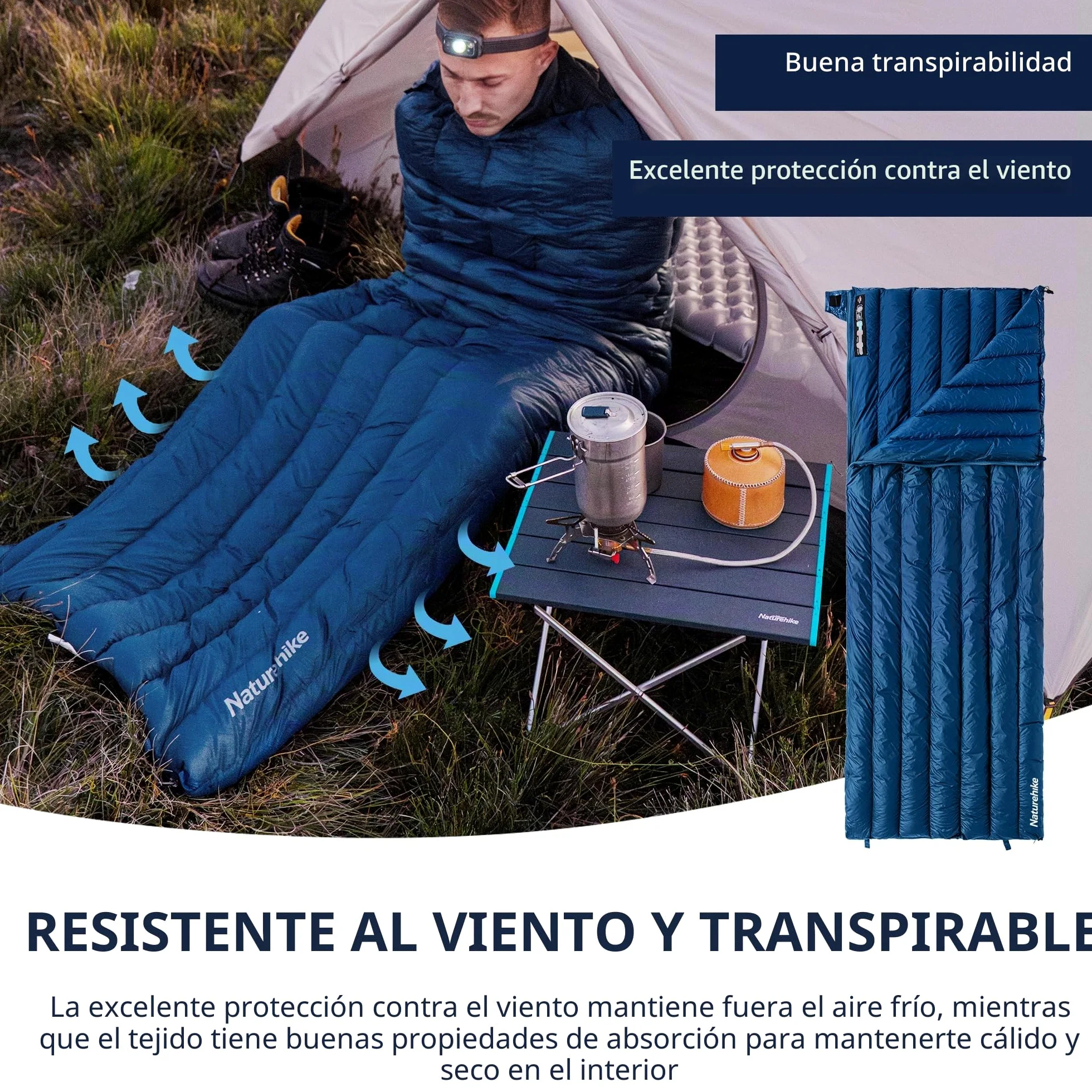 Naturehike Saco de Dormir Envolvente Ultraligero, 3-4 Estaciones, Impermeable, para Camping, Senderismo, Montañismo