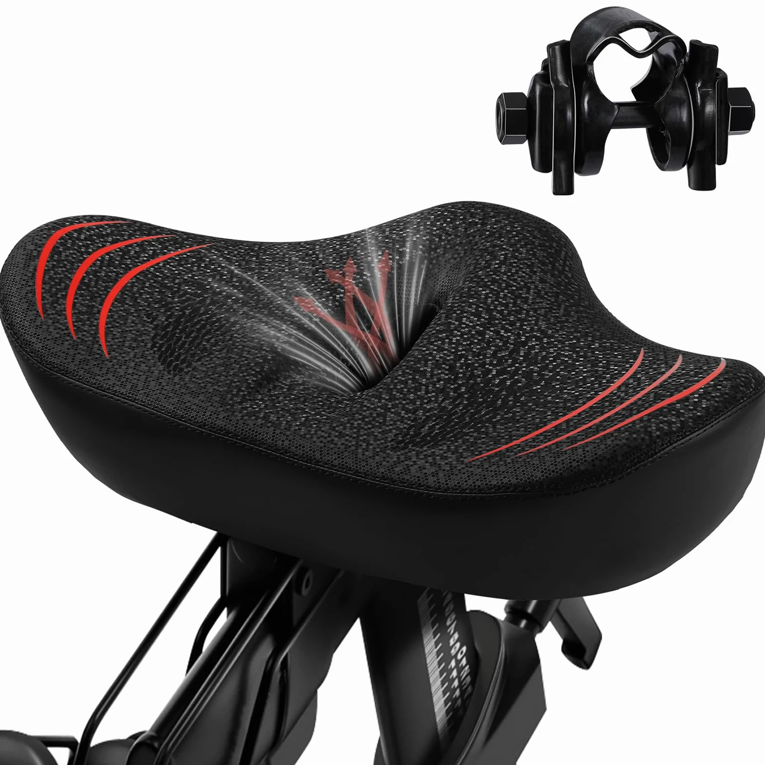 Asiento de Bicicleta de Gran tamaño Mejorado para Hombres y Mujeres, cojín de Asiento de Bicicleta Extra Ancho sin Nariz, Impermeable, cómodo sillín de Bicicleta de Espuma viscoelástica, Apto para