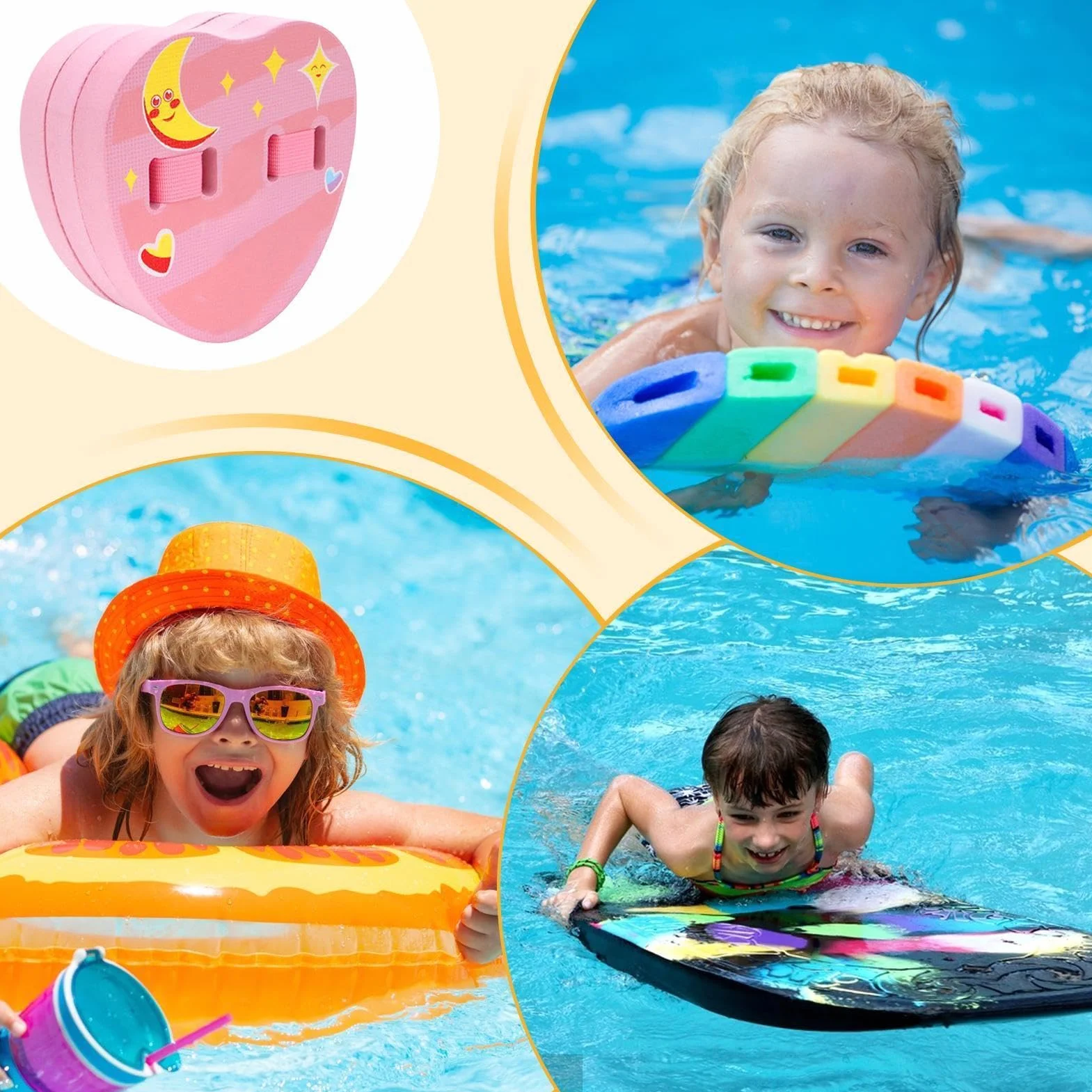 Flotador Espalda Infantil Cinturón Natación,Ergonómico EVA Dibujos Animados 3 Capas Ajustable,Cinturón Entrenamiento Piscina Flotador Espalda | para Piscinas Lagos Playas Y Acuáticas
