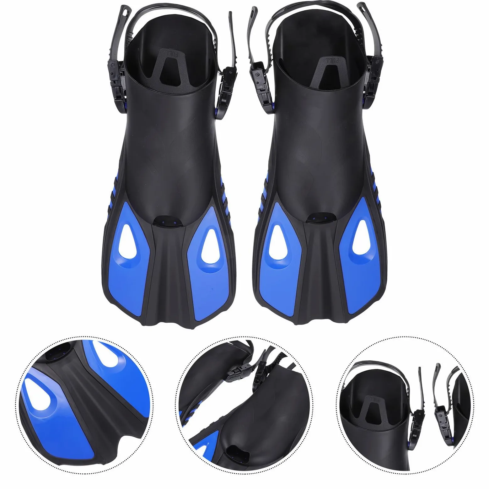 Toddmomy Aletas de Natación Aletas de Buceo para Adultos, Ajustables, Goma, Azul, para Entrenamiento y Snorkel, Botón de Liberación Rápida, Mujeres