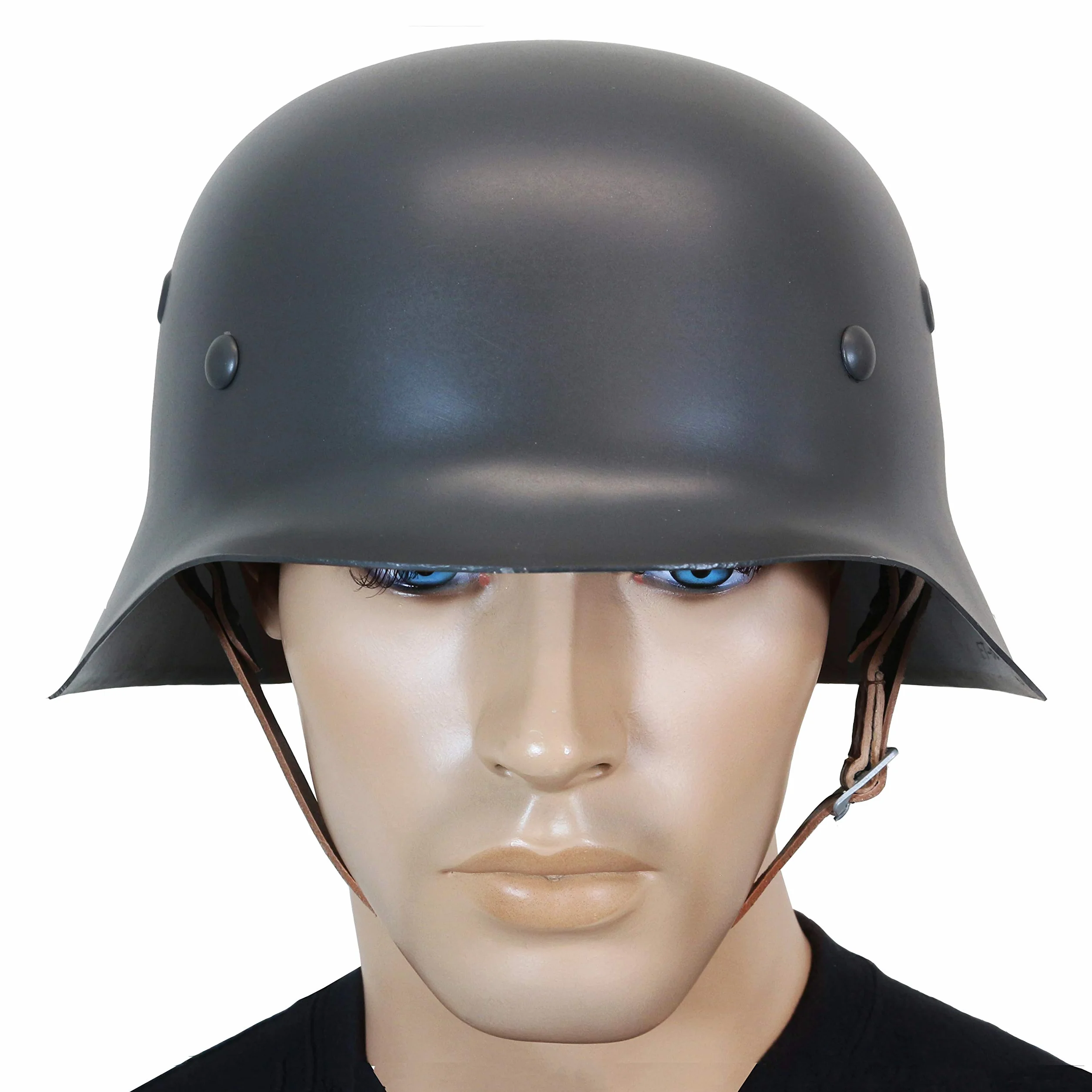 Reproducción de casco de acero M42 del ejército alemán de la Segunda Guerra Mundial con forro de cuero y correa para la barbilla