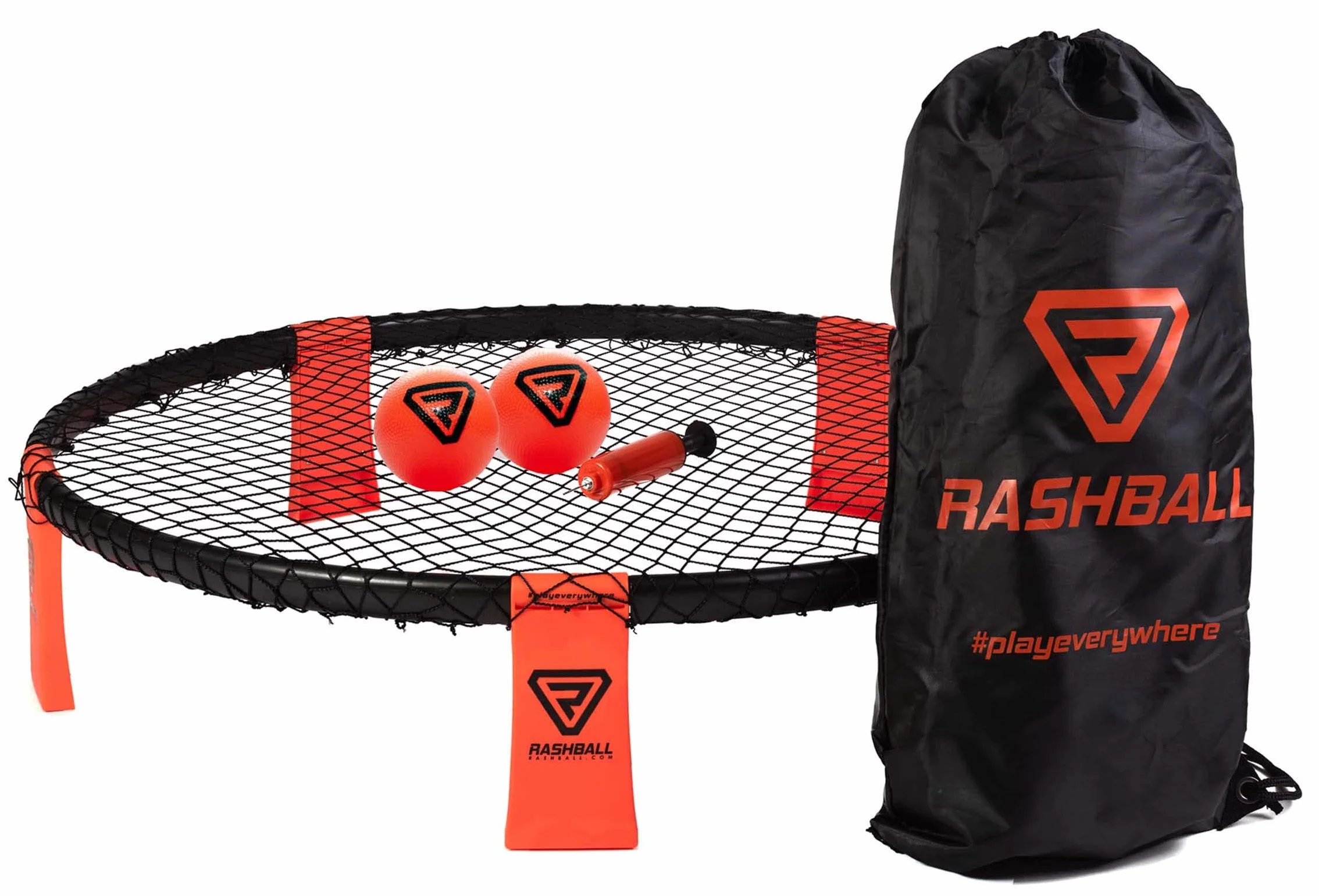 Roundnet Set PRO anillos reforzados para novatos y profesionales 2 bolas bomba bolsa guía