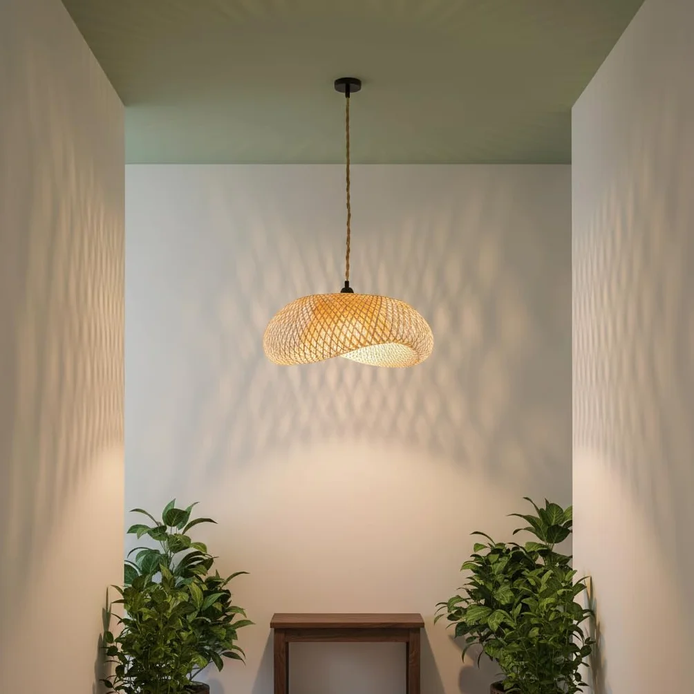 B·LED BARCELONA Lámpara colgante de mimbre Vimet Lite Natural estilo Boho E27