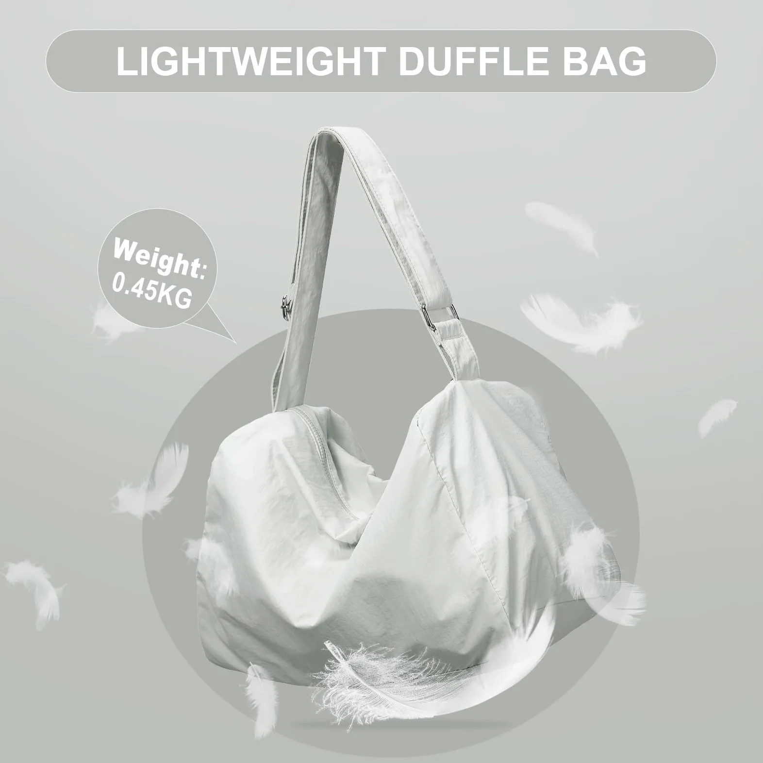 Bolsa de gimnasio pequeña, bolsa de mano, bolsa de lona ligera para entrenamiento, viajes, fin de semana de hombro durante la noche para mujeres, Gris Verde
