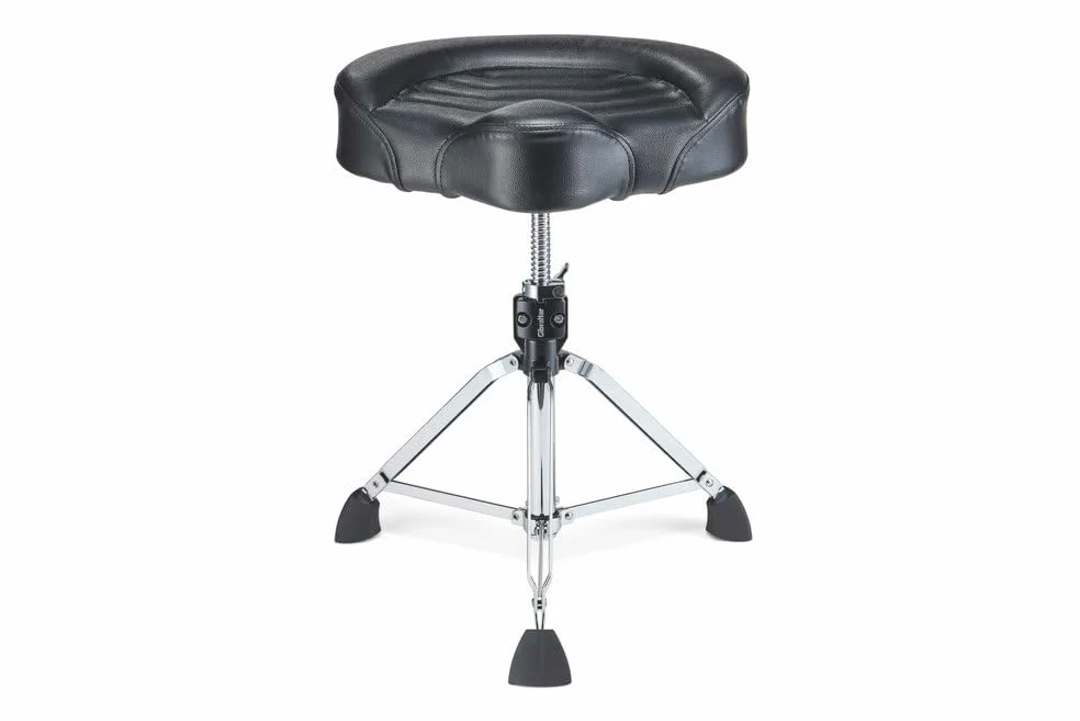 Gibraltar Taburete de batería, Drumhocker 9800 Series - 9808SS-BK - Asiento Tipo Silla de Montar de 17" cojín de Espuma con Memoria Vinilo Negro/Schwarz - Doble Refuerzo