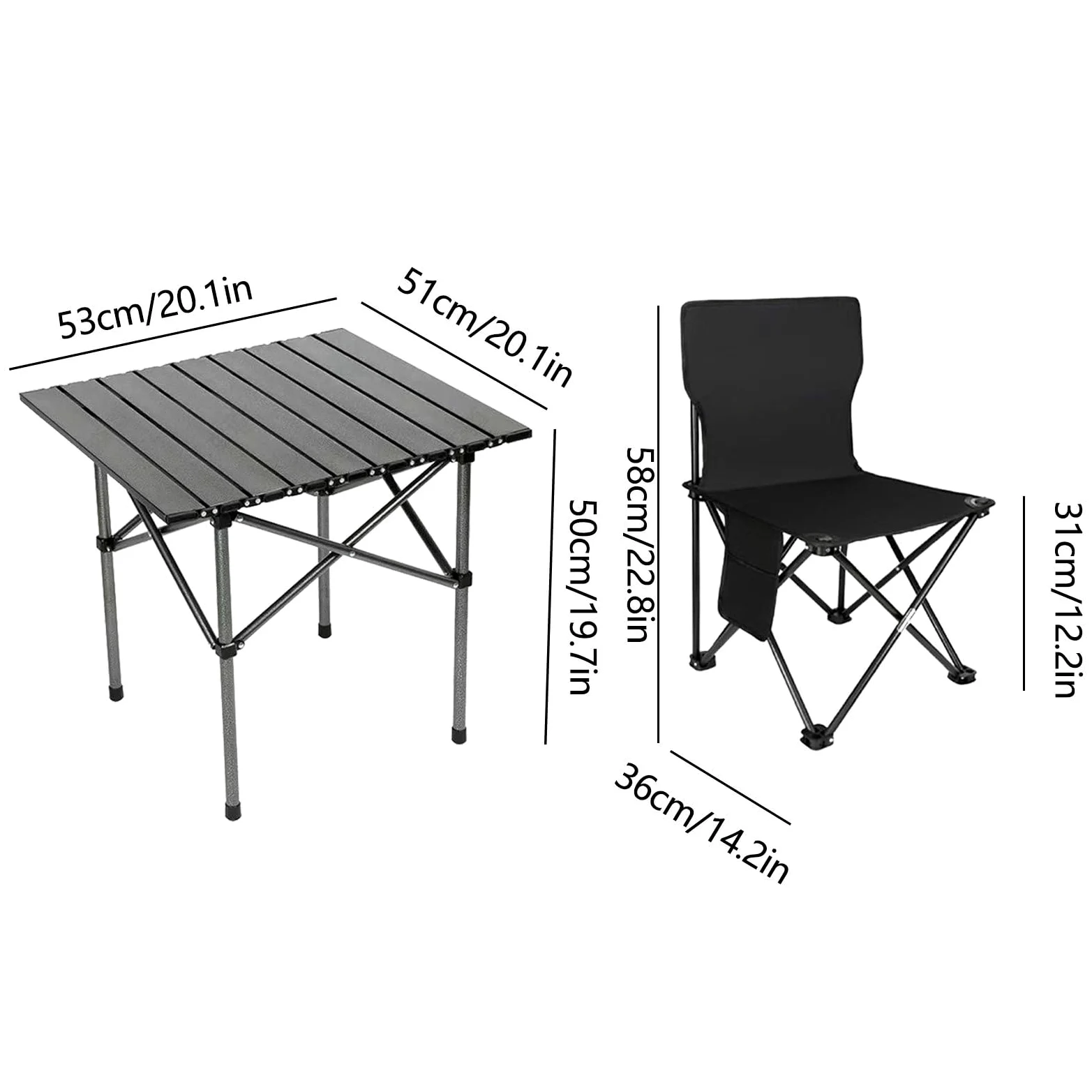 Oxford Camp Gear - Mesa de Camping Plegable, Mesa de Picnic Ligera y 2 sillas para Senderismo, Muebles de Exterior portátiles para Adultos, Barbacoa y Viajes