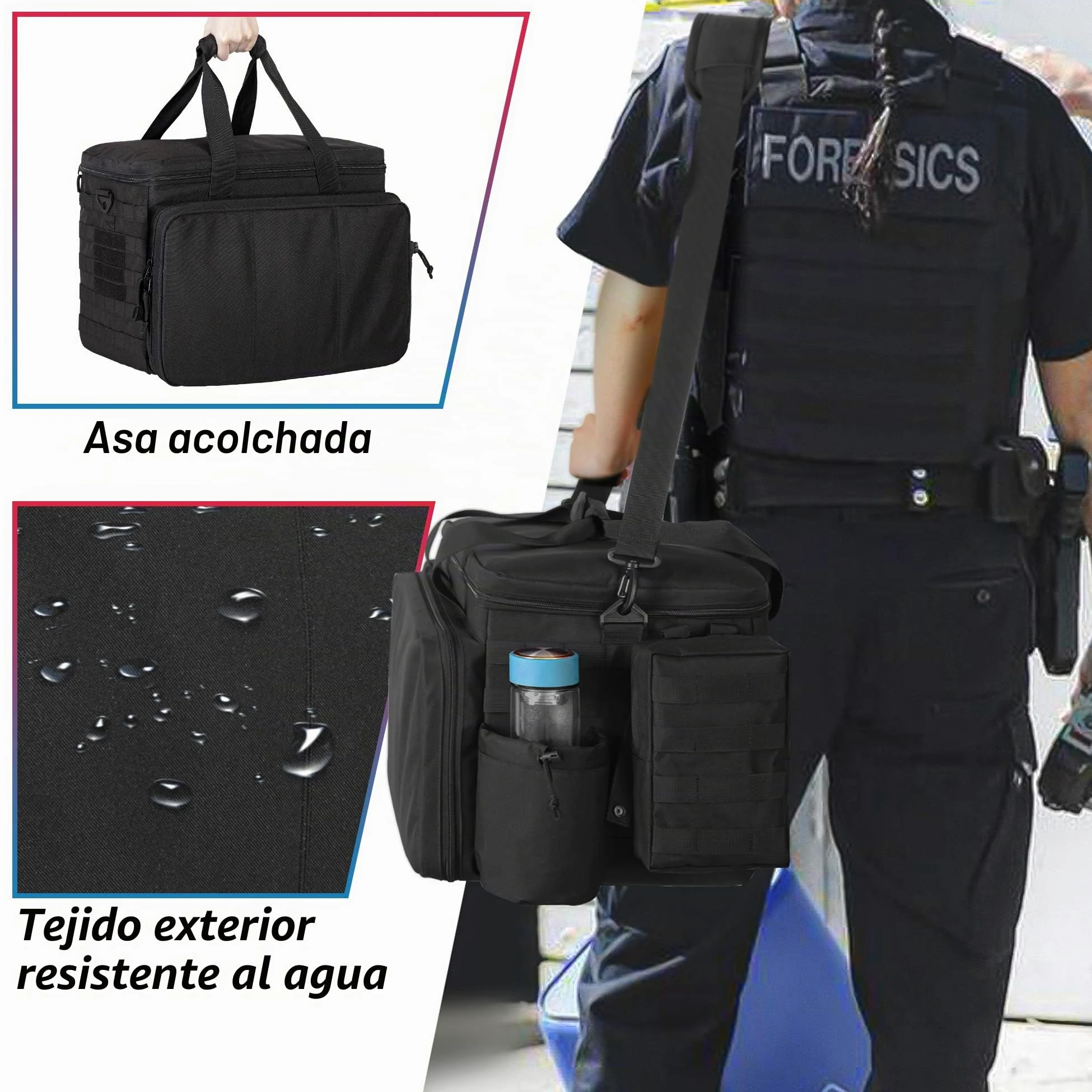 Trunab Bolsa de Patrulla Policía Bolsa Militar MOLLE Bolsa Táctica Policía, Organizador de Coche para Asiento Delantero, Bolsa Viaje Hombro con Compartimento para Laptop de 15,6