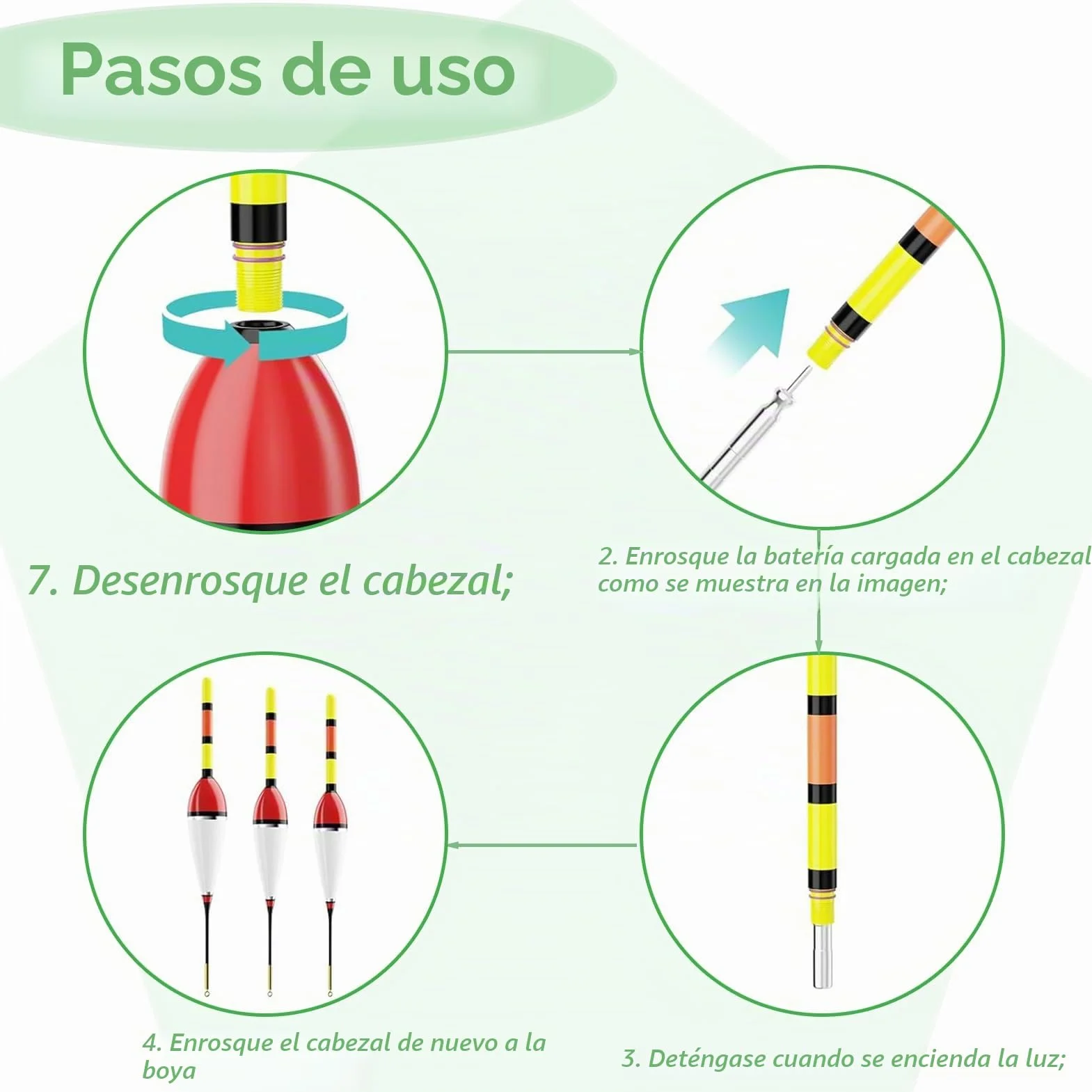 DONGZQAN 3 piezas de flotadores LED para pesca con indicador de picada, flotadores LED luminosos, set de accesorios de pesca con indicador de picada, flotadores para pesca, set de flotadores con