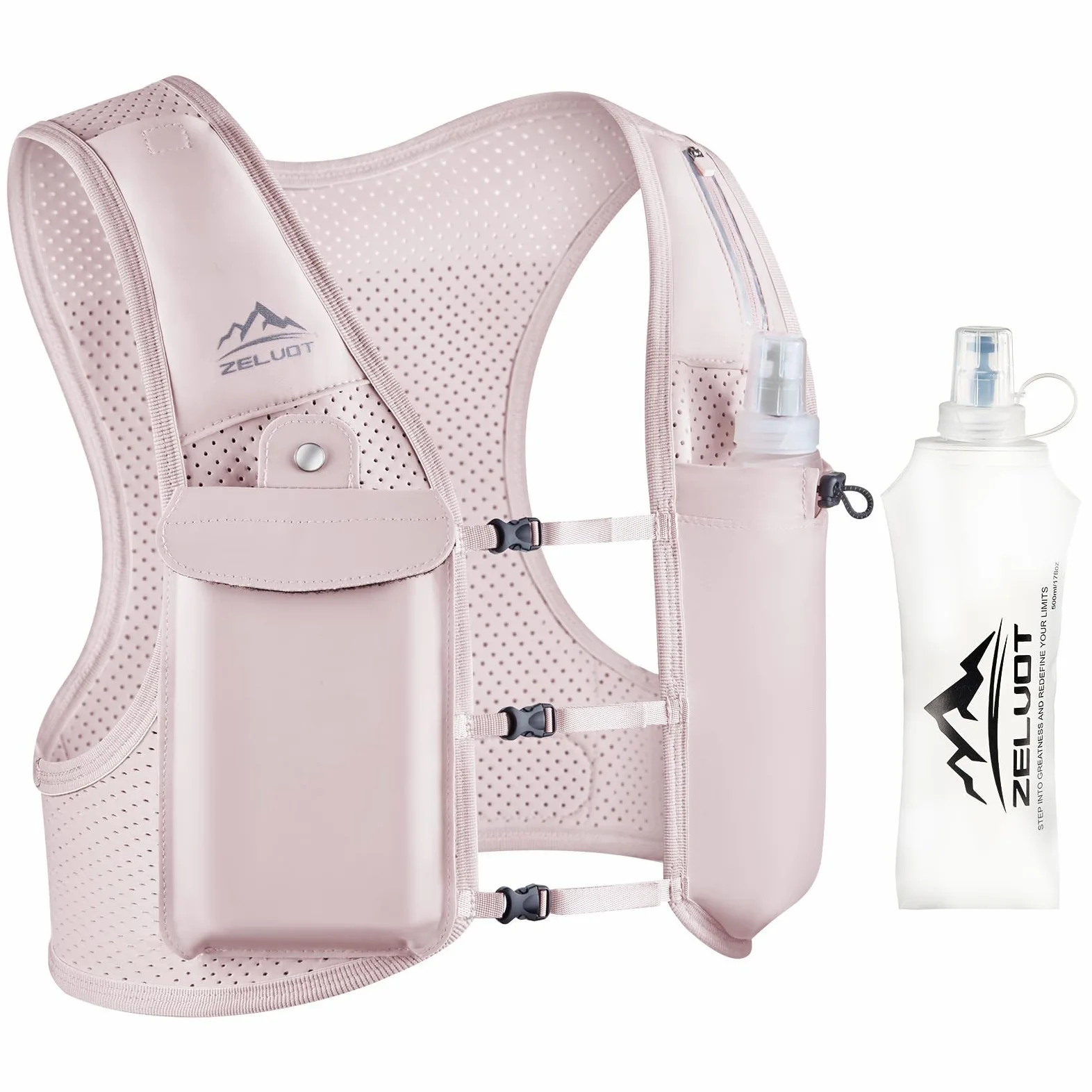 Zelvot Chaleco Hidratacion Trail Running con 500ml Soft Flask, Patente Original Europea, Correas de Pecho Ajustables Chaleco Running, Ligero Mochila Hidratacion para Ciclismo Carrera