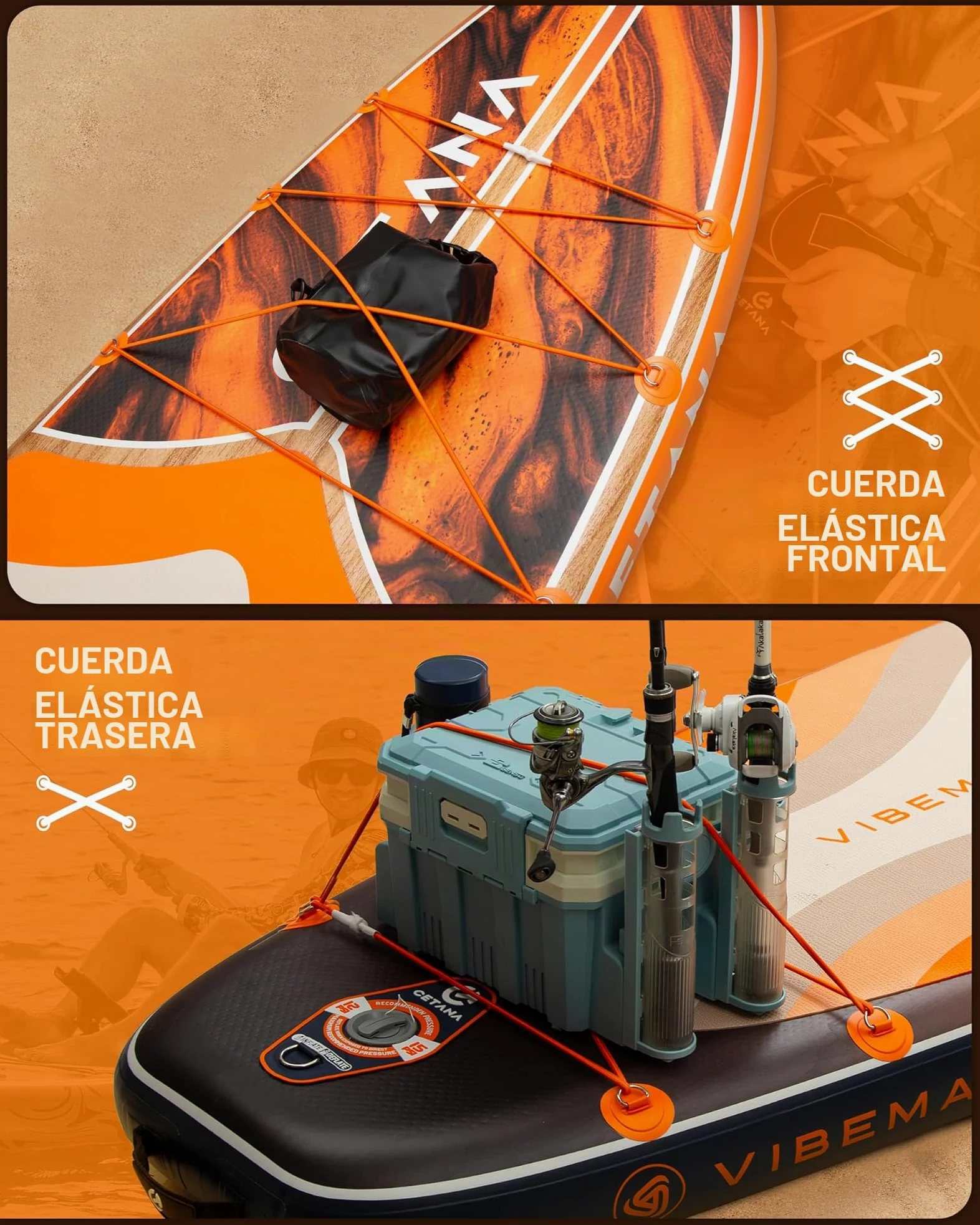 CETANA Tabla de Paddle Surf Hinchable 351cm con Accesorios Incluidos de Primera Calidad, Remo Ajustable, Bomba de Mano, Mochila de Transporte. 351 x 89 x 15 cm, Soporta hasta 204Kg