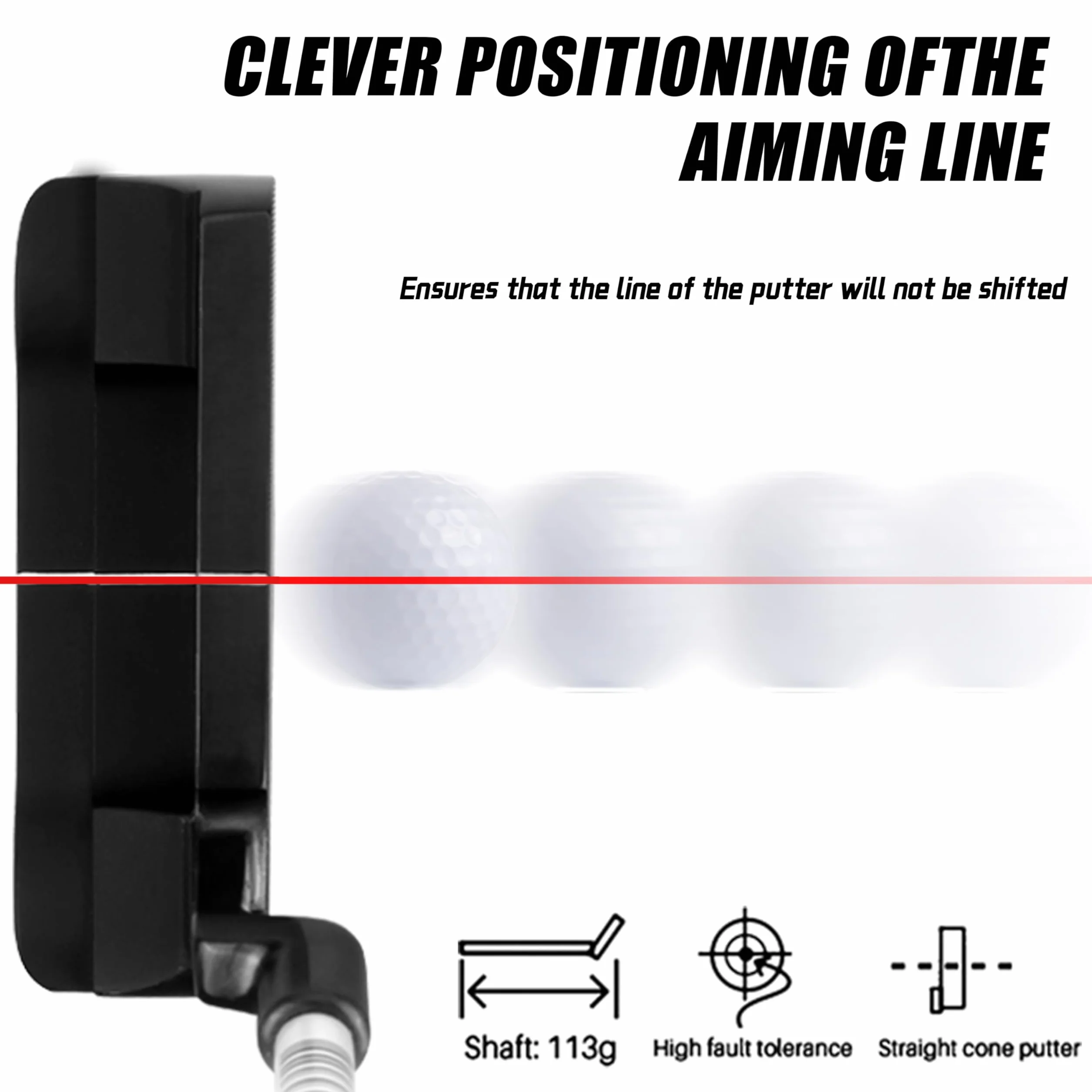 PGM Putter de Golf para Zurdos, Eje de Acero 950, Cabeza de Acero Inoxidable