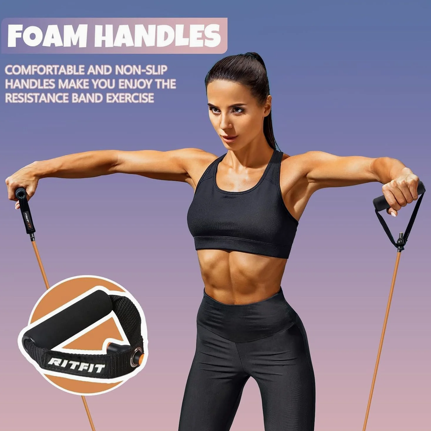 RitFit Banda de Ejercicio de Resistencia Individual con Asas cómodas-Ideal para Terapia física,Agua Entrenamiento de Fuerza,