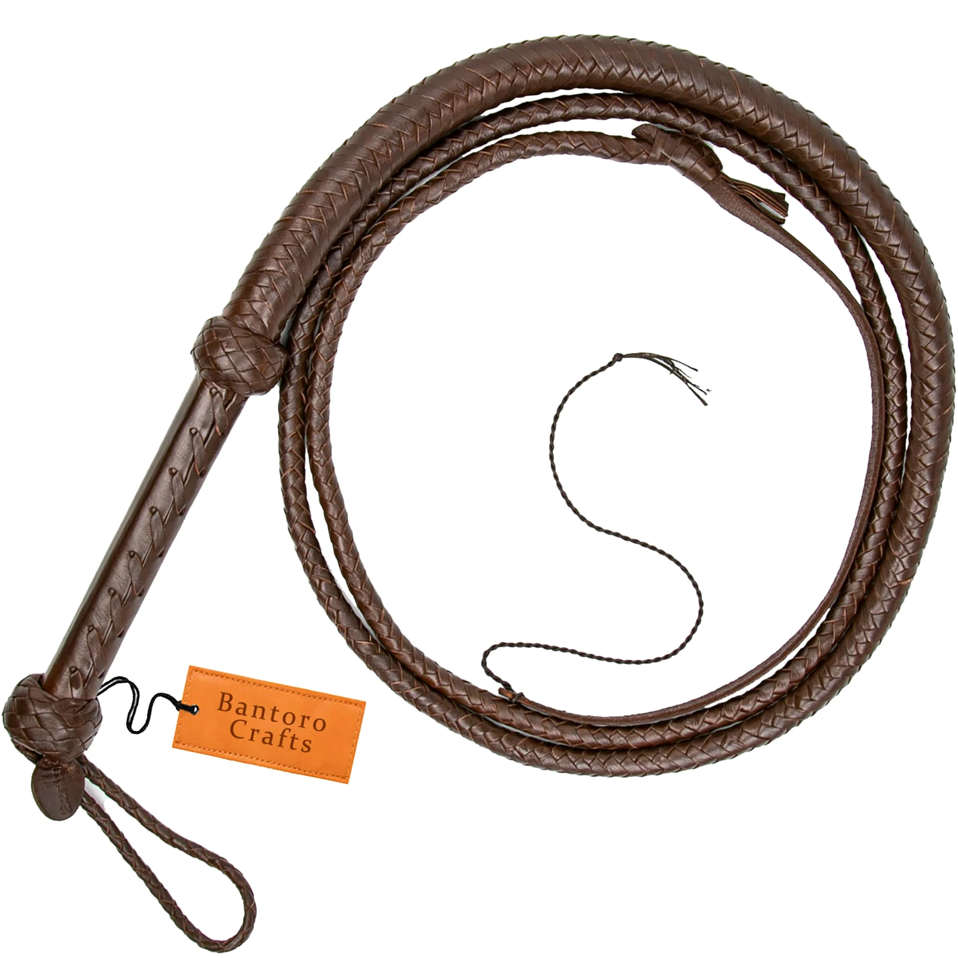 Látigo de Cuero Genuino Negro y Blanco 12 Trenzas Hilos Cuero Trenzado Látigo Fuerte y crujiente Cultivo para Montar a Caballo