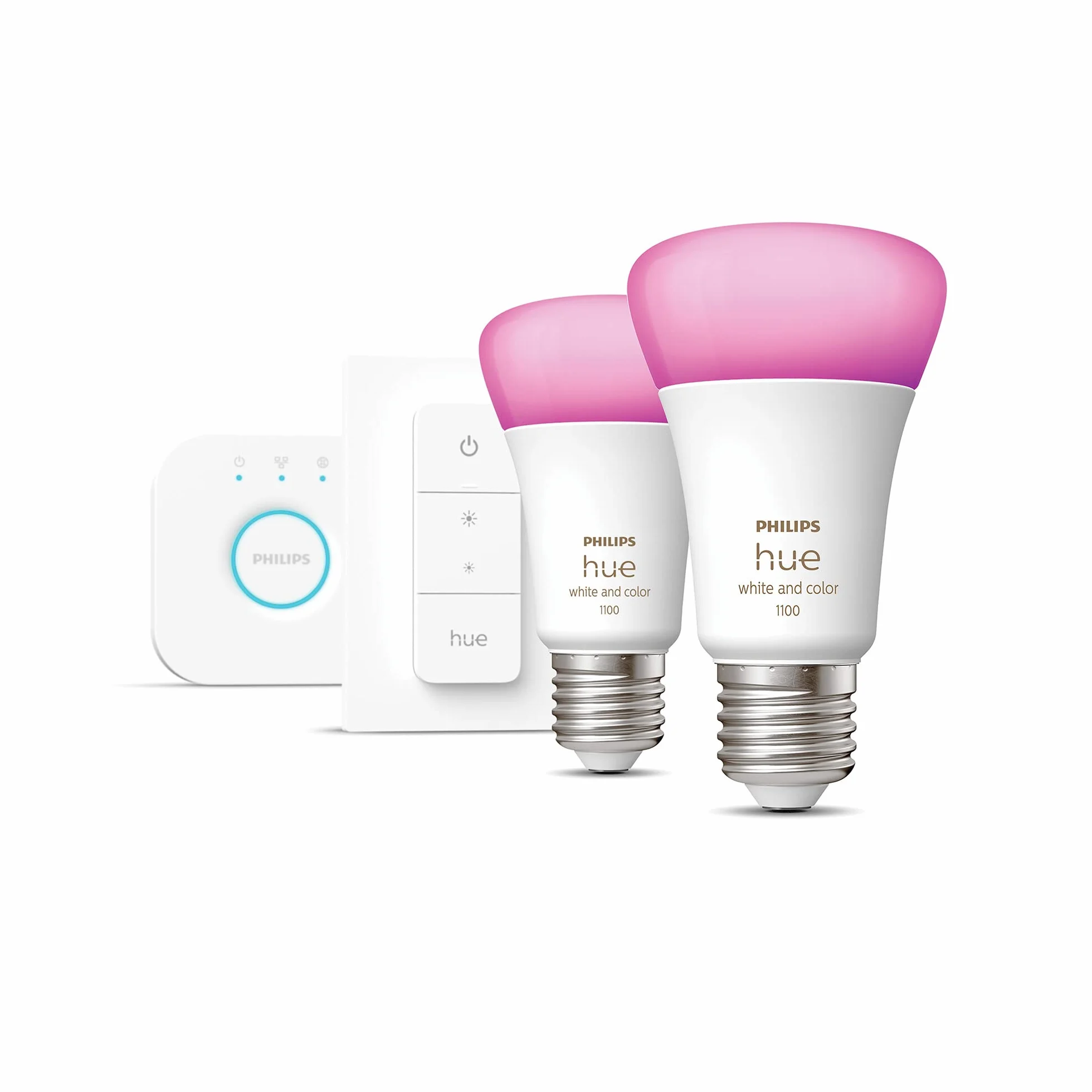 Philips Hue Startkit 2xE27 Puente Regulador Intensidad Blanco Color