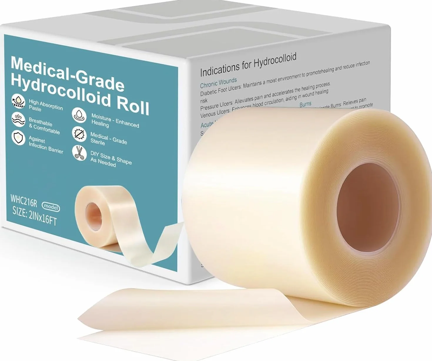 Rayyl Vendaje Hidrocoloide 5 cm x 1,5 m, Apósito Flexible Impermeable para Rozaduras