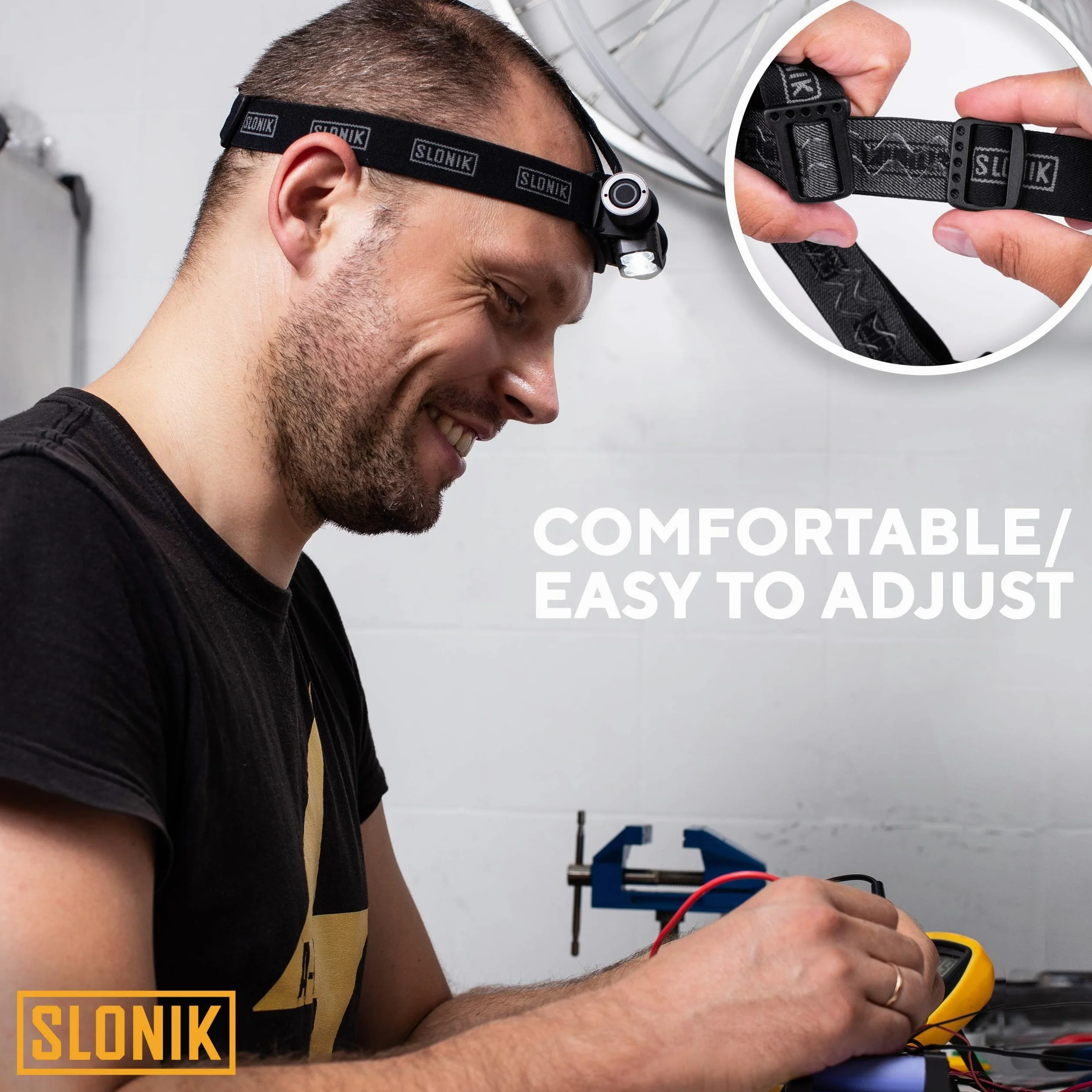 ALLESM SLONIK - Linterna frontal LED Cree recargable de 1000 lúmenes con batería de 2200 mAh, ligera, duradera, impermeable y a prueba de polvo, haz de 600 pies, equipo de camping y senderismo