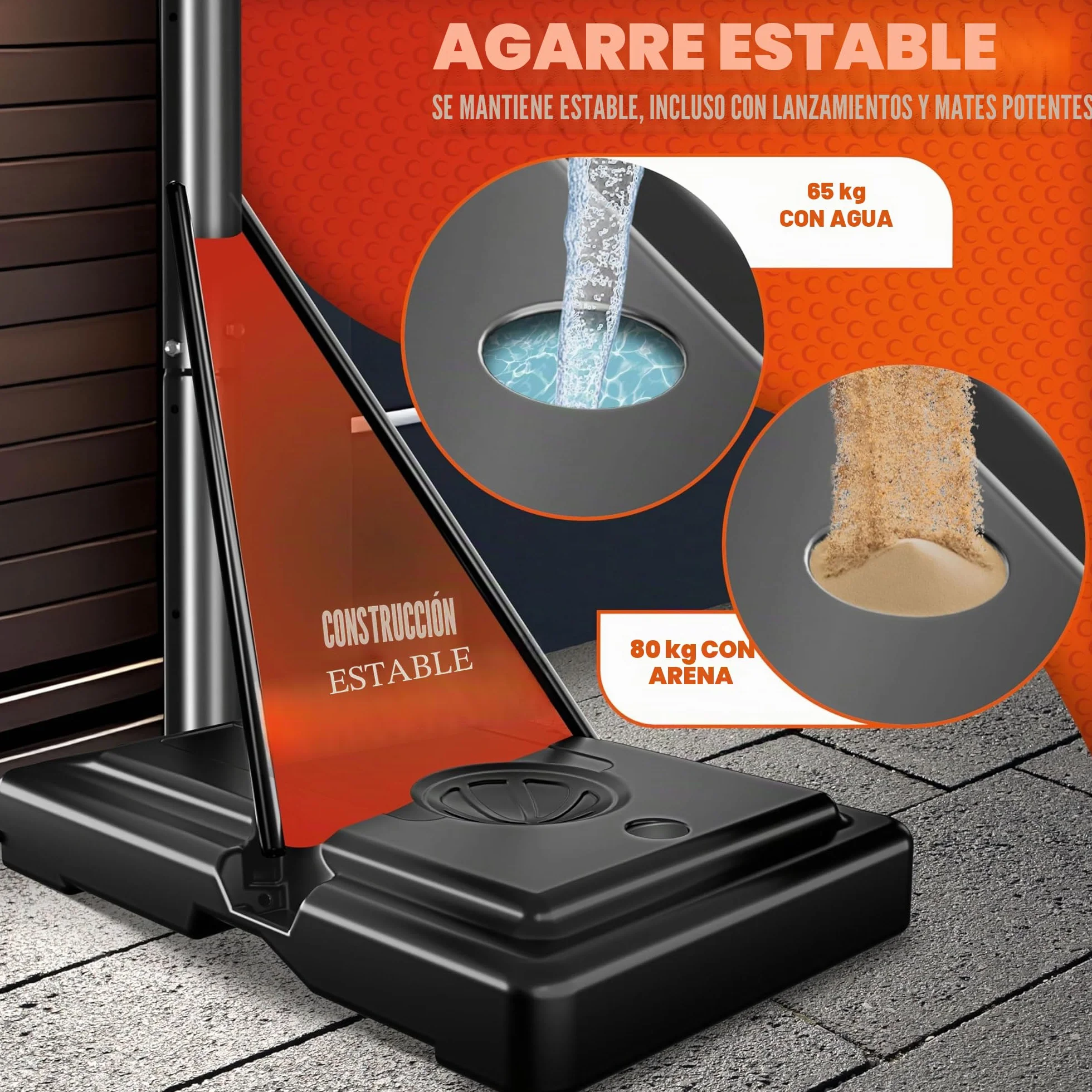 KESSER Canasta de Baloncesto Premium 230-305 cm Altura Regulable Base Ruedas Balón Inflador