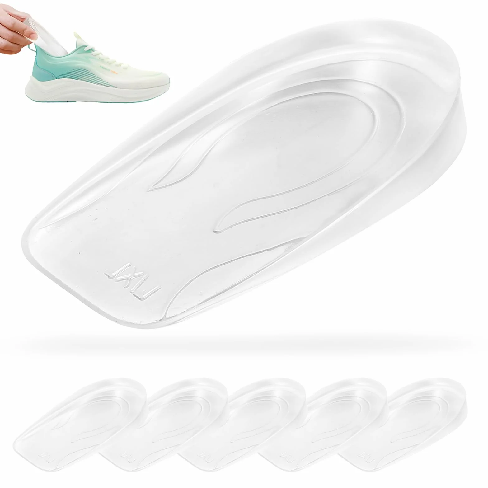 Plantillas de Gel de Silicona para Talón 2 cm, Aumentar Altura Hombre Mujer, Soporte Amortiguación Impactos