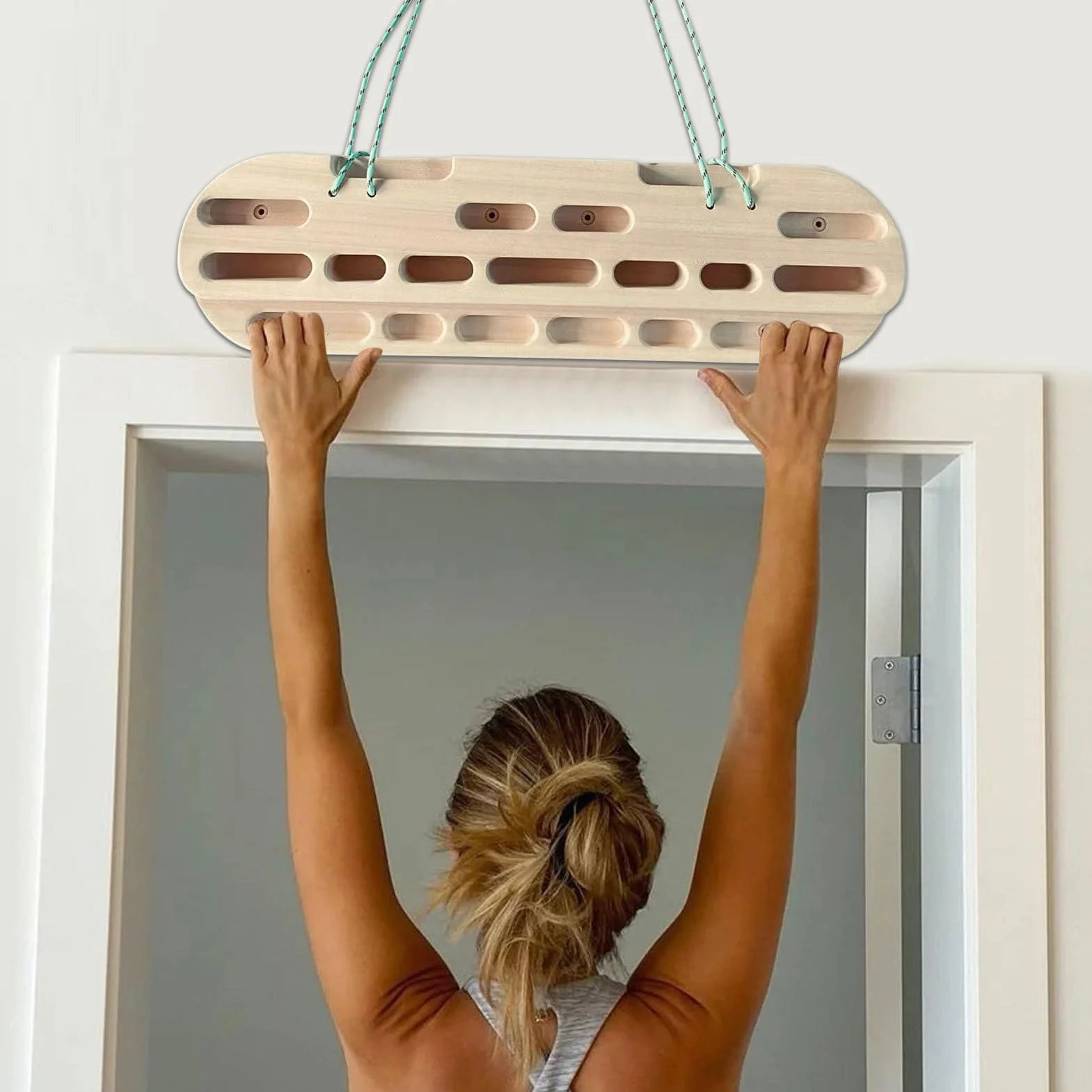 Tabla colgante de escalada en roca montada en la pared, Diapasón de escalada en roca, Barra de dominadas portátil de madera para colgar | Barra de dominadas suave para entrenamiento de fuerza con los