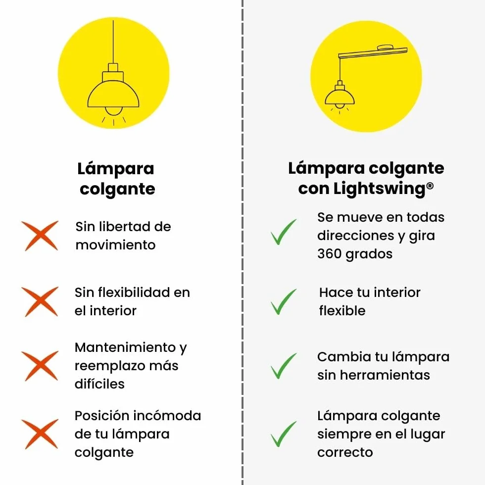Lightswing® Single Sistema de Suspensión para Lámpara Colgante - Blanco Mate - 90 cm - Ajustable